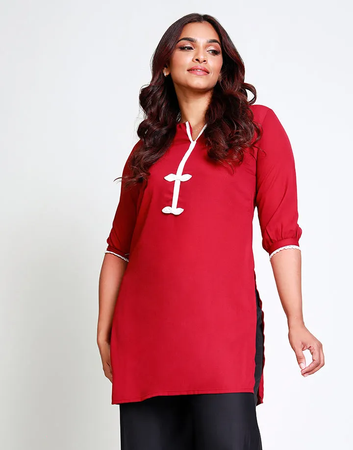 ¾ Sleeves Kurtha with Contrasting Details