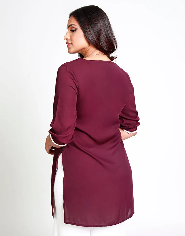 ¾ Sleeves Kurtha with Contrasting Details