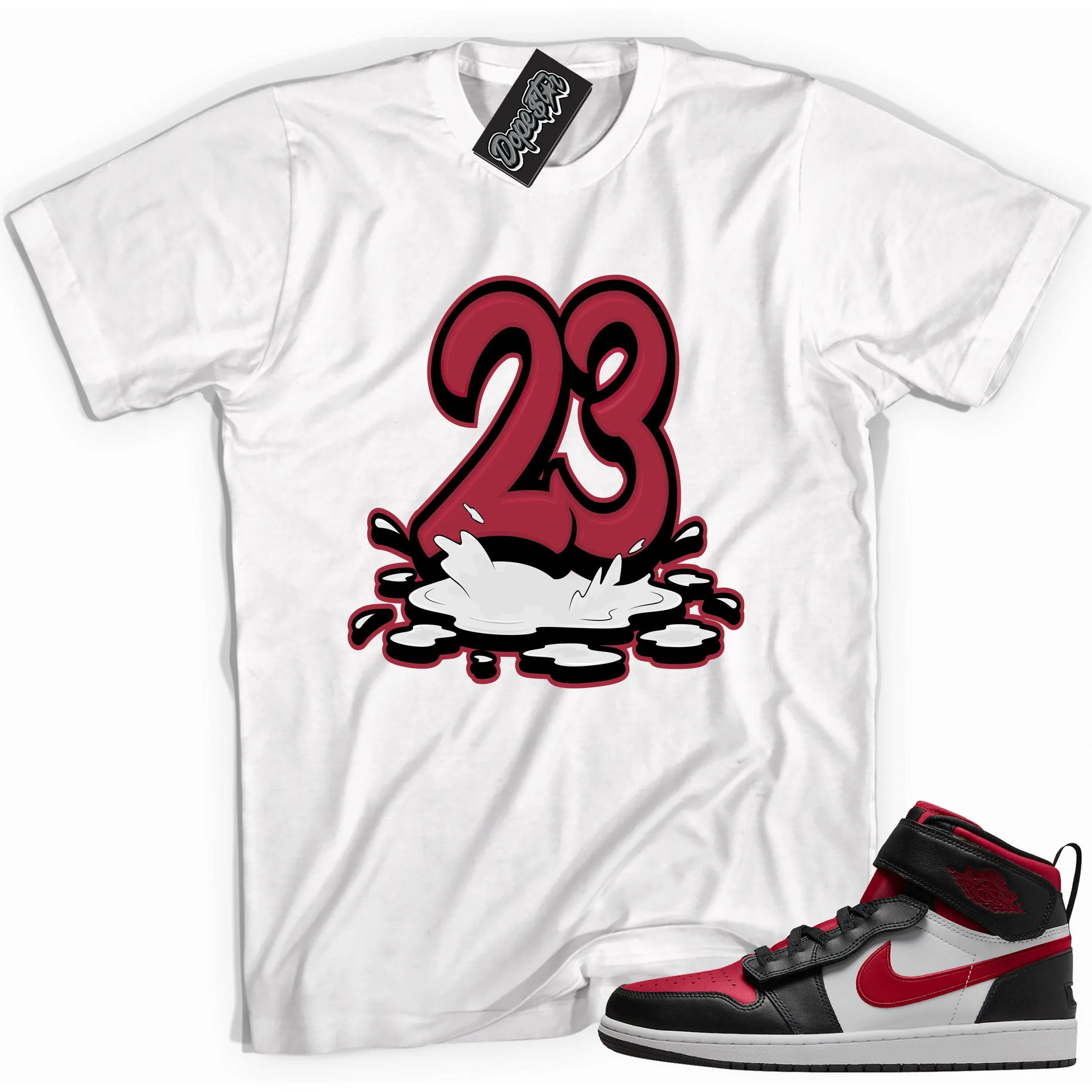 1 High FlyEase Black White Fire Red Shirt 23 Melting