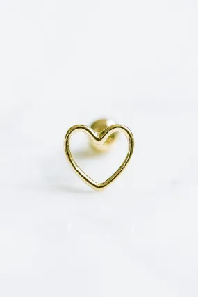 14k Real Gold Delicate Open Line Heart Tragus Cartilage Helix Ear Stud Earring Piercing