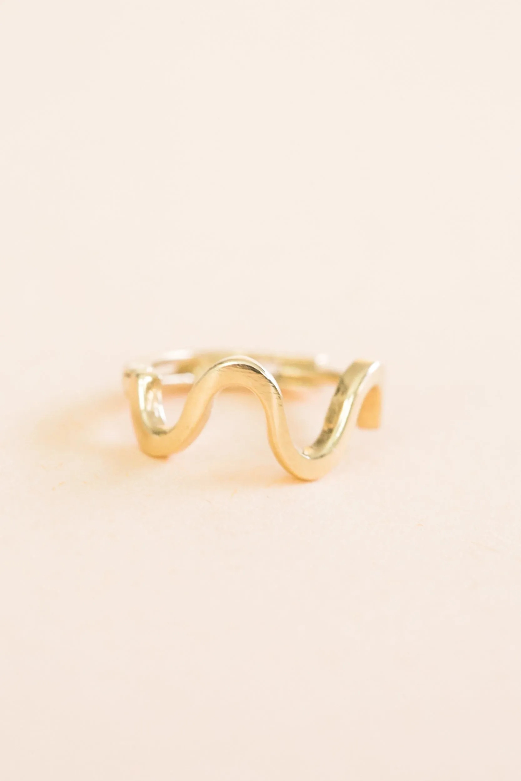 14K Solid Gold Snake Wave Earring Hoop Ring