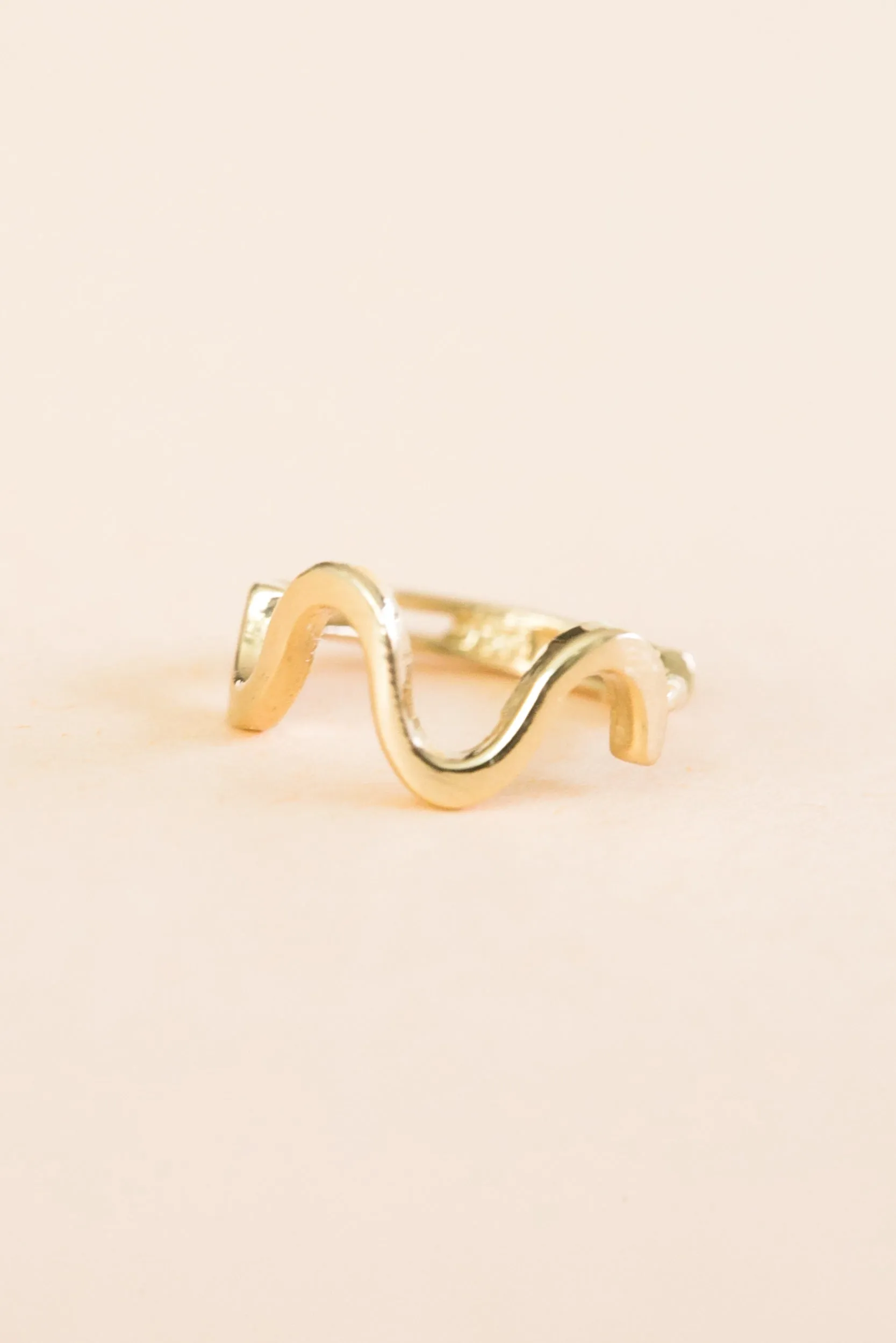 14K Solid Gold Snake Wave Earring Hoop Ring