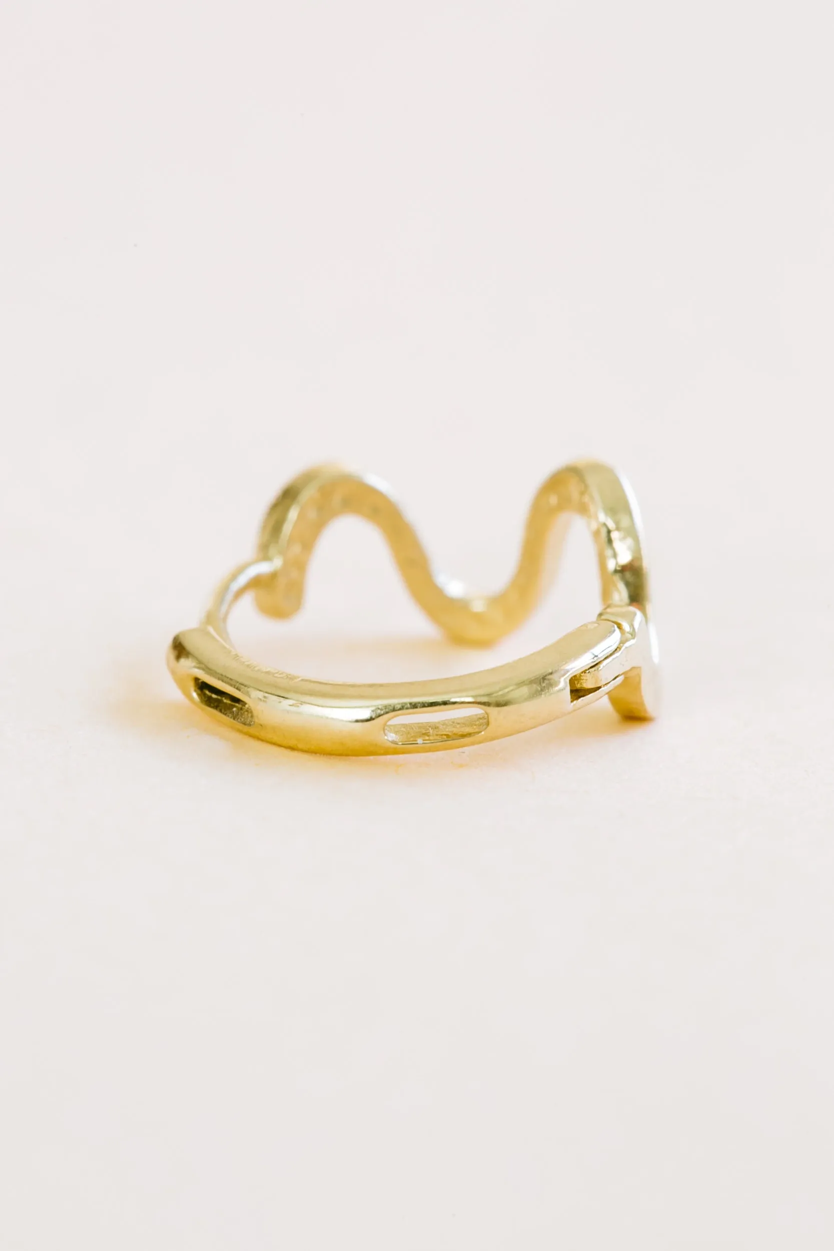 14K Solid Gold Snake Wave Earring Hoop Ring