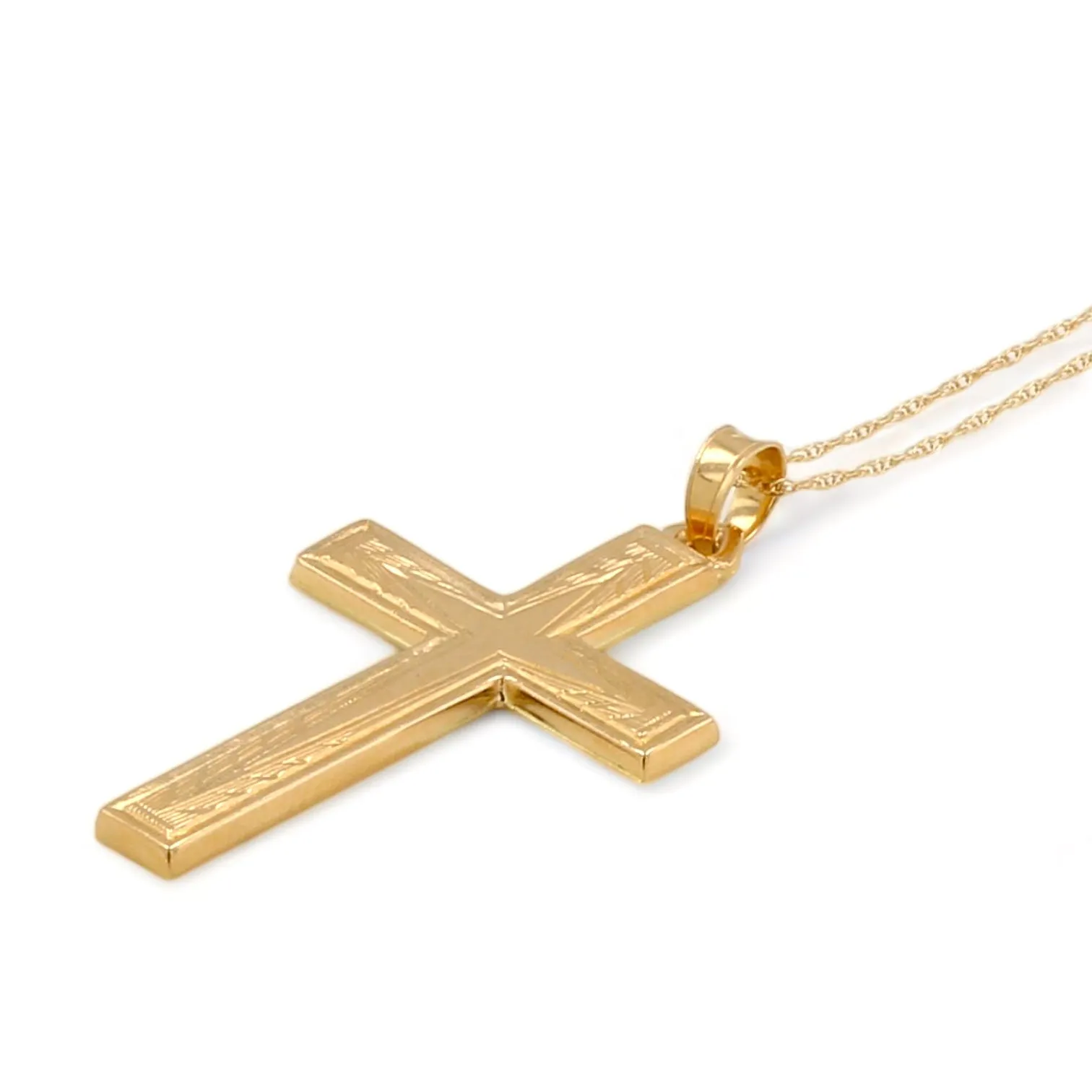 14K Yellow gold cross Singapore chain-12131