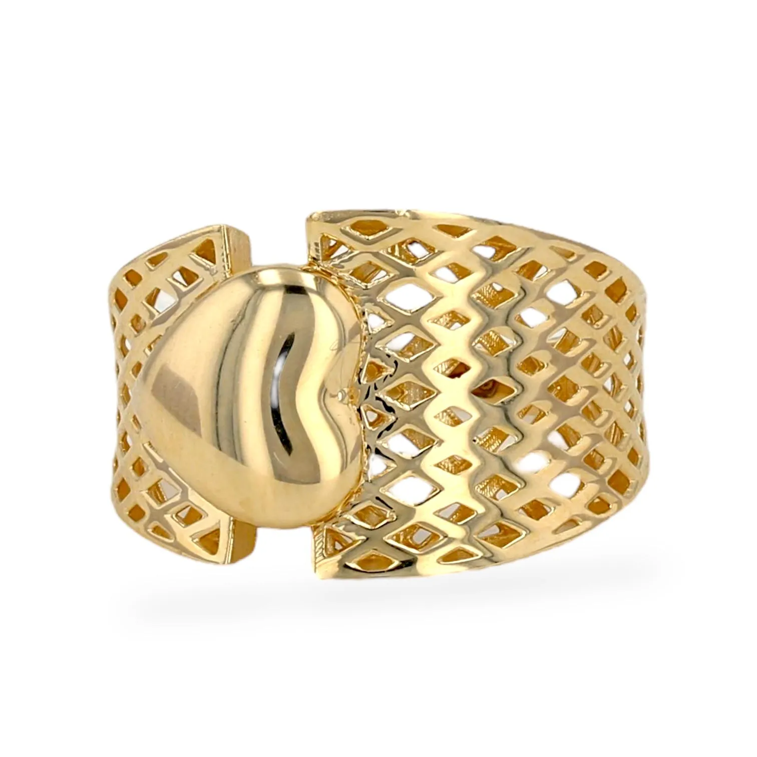 14K Yellow gold heart filigrana ring