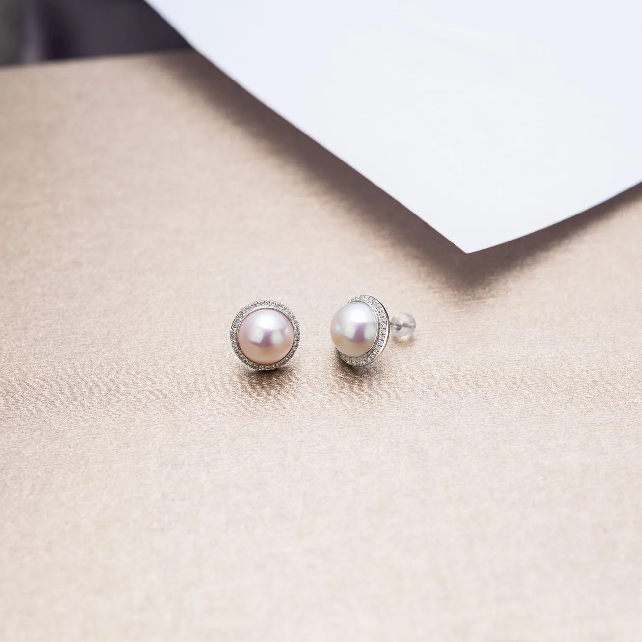 18K Diamond Edison Mabe Pearl Earrings KE00122 | Si Dian Jin