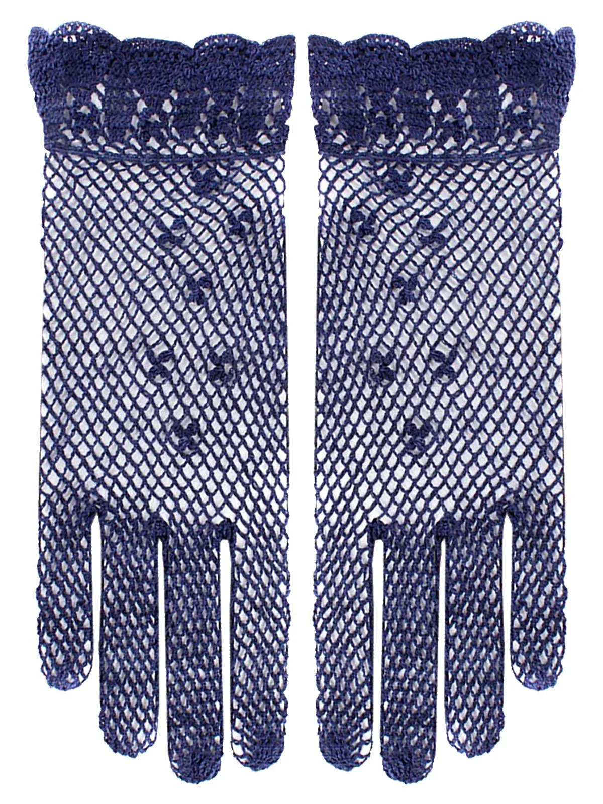 1940s Vintage Style Navy Cotton Crochet Gloves