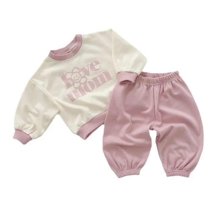 2 Pieces Set Baby Kid Girls Letters Tops And Solid Color Pants Wholesale 23113093