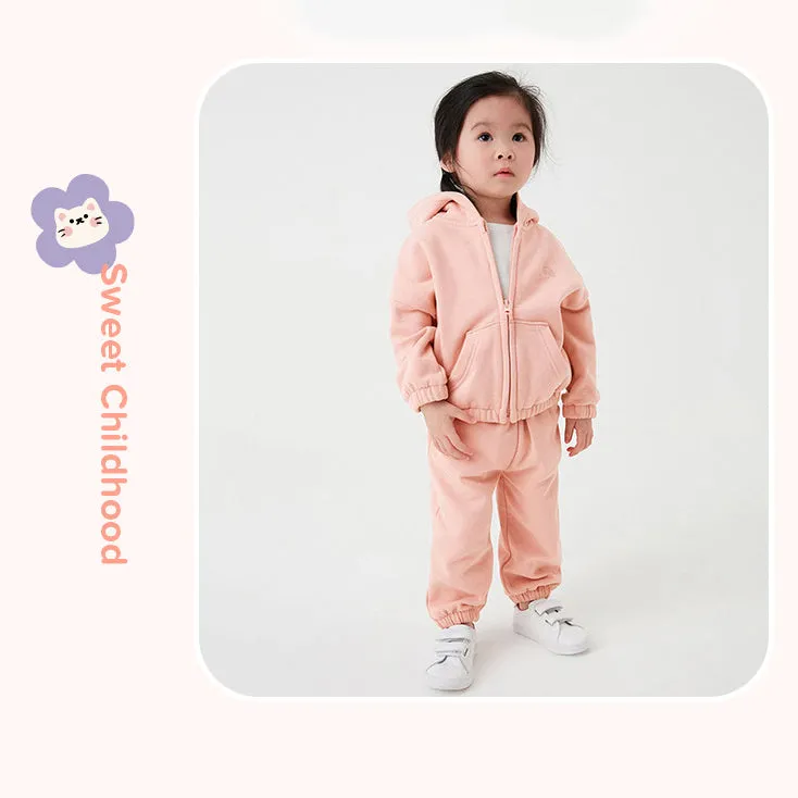 2 Pieces Set Baby Kid Girls Solid Color Hoodies Sweatshirts And Pants Wholesale 231130101