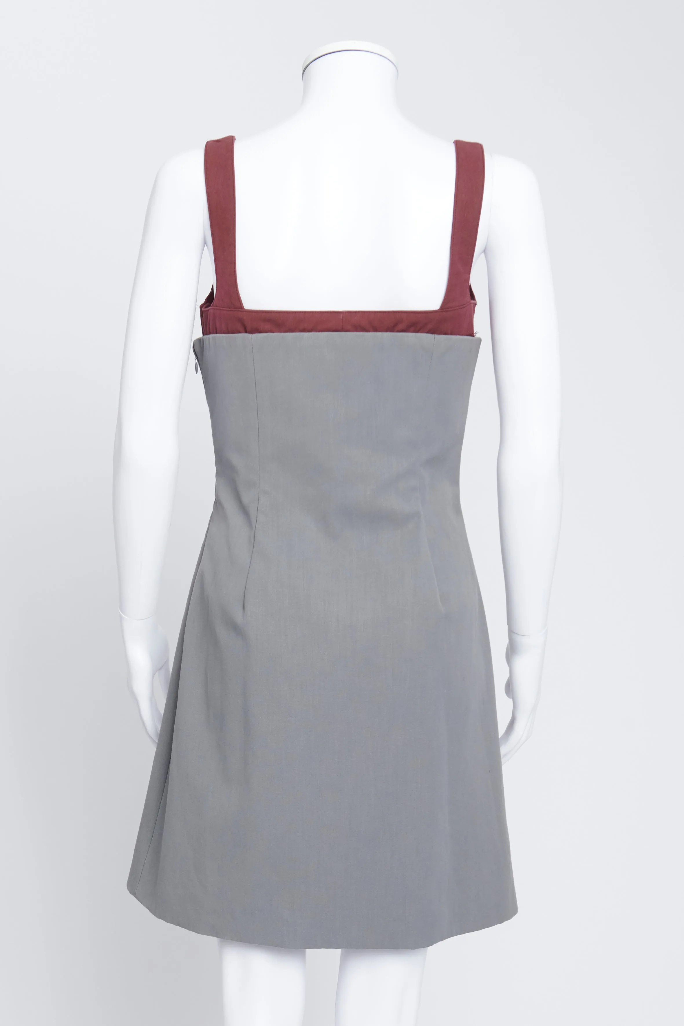 2012 Grey and Maroon Sleeveless Mini Dress IT 42