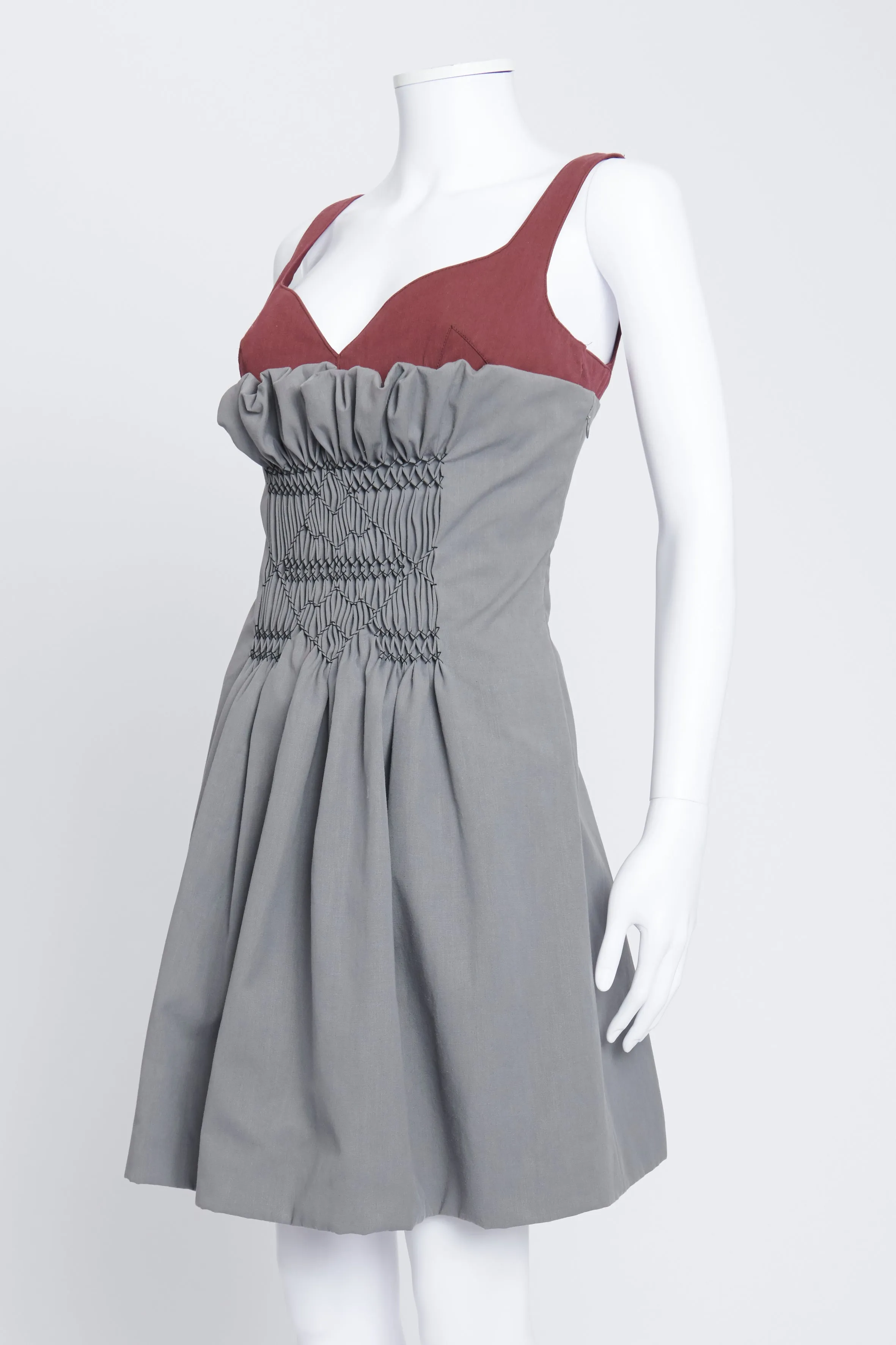 2012 Grey and Maroon Sleeveless Mini Dress IT 42