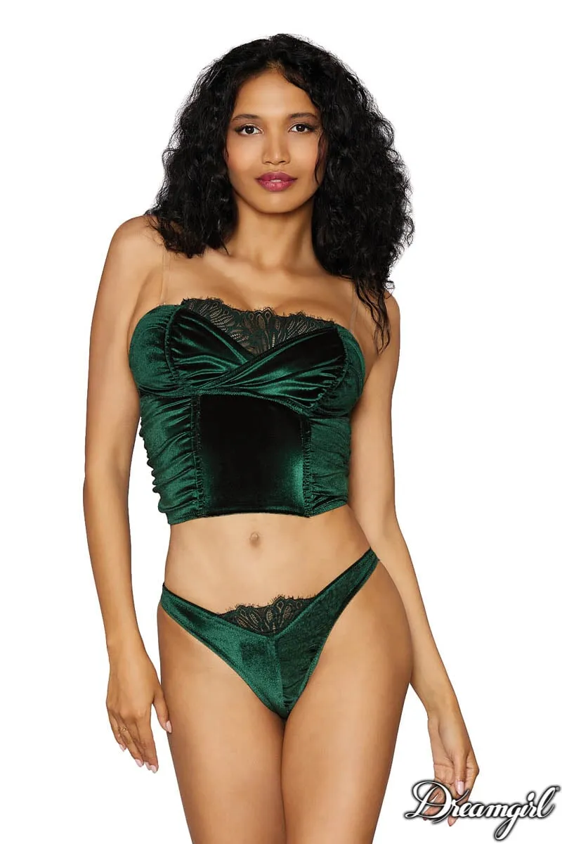 2PC Velvet Corset Set