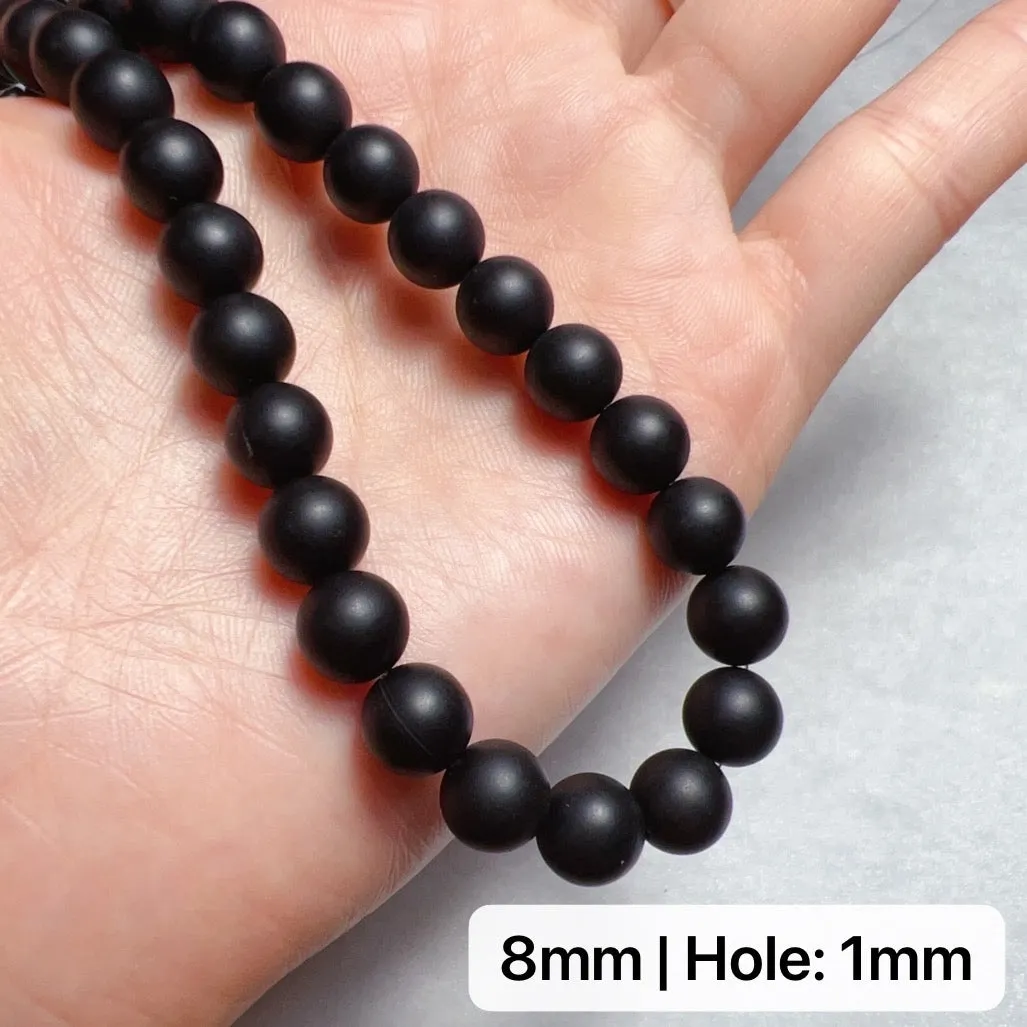 4-12mm Heat-treated Matte Black Onyx Round Bead Strands for DIY Jewelry Project