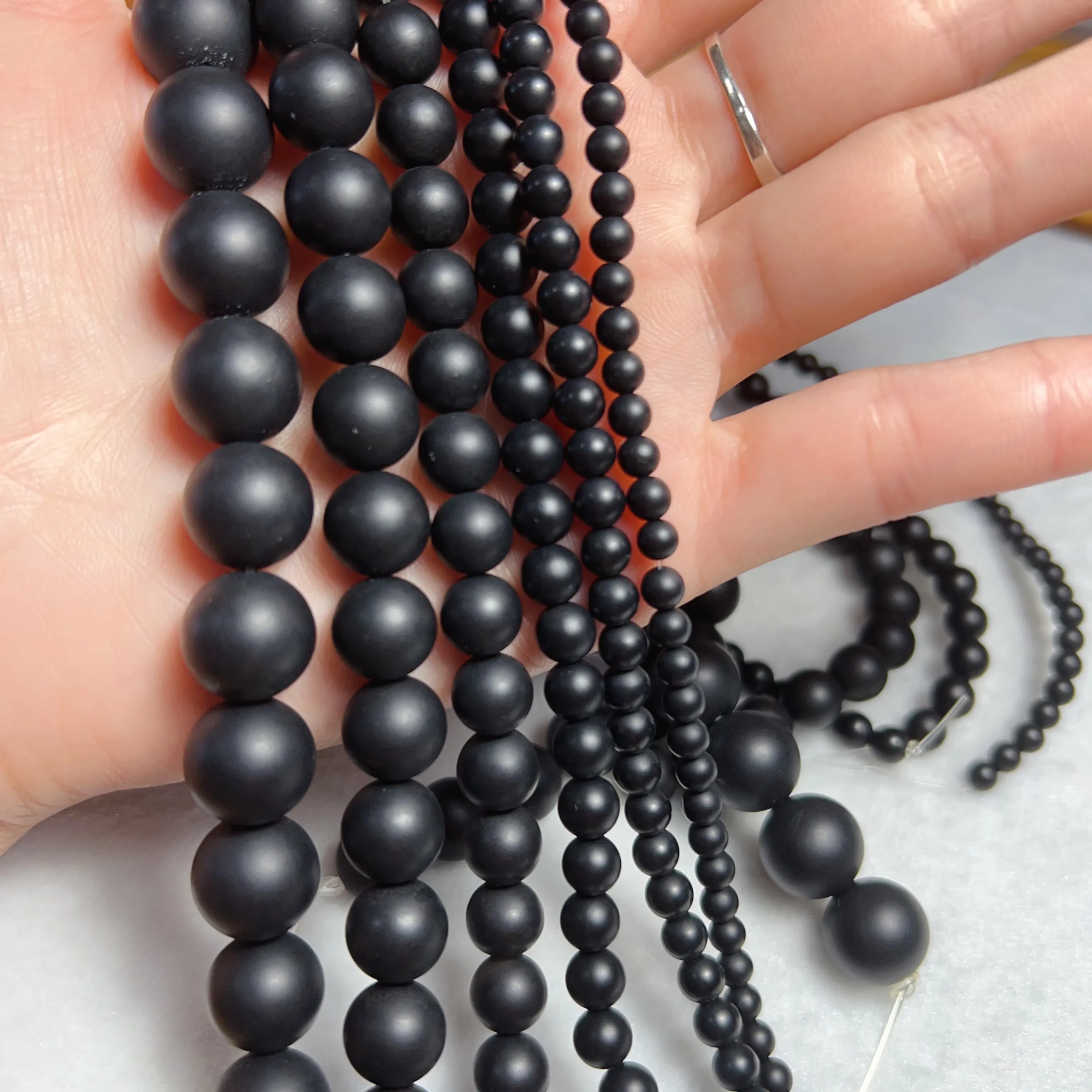 4-12mm Heat-treated Matte Black Onyx Round Bead Strands for DIY Jewelry Project