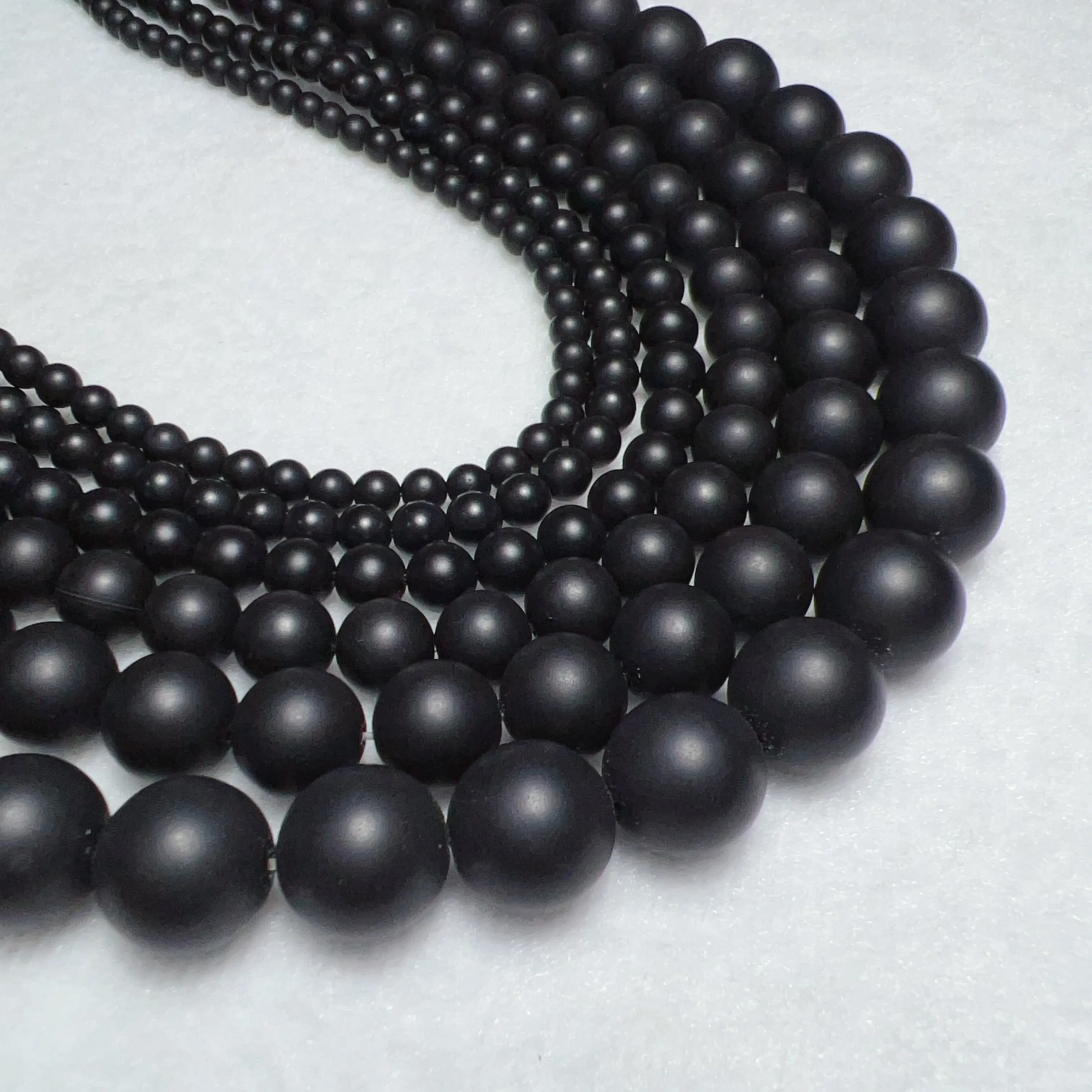 4-12mm Heat-treated Matte Black Onyx Round Bead Strands for DIY Jewelry Project