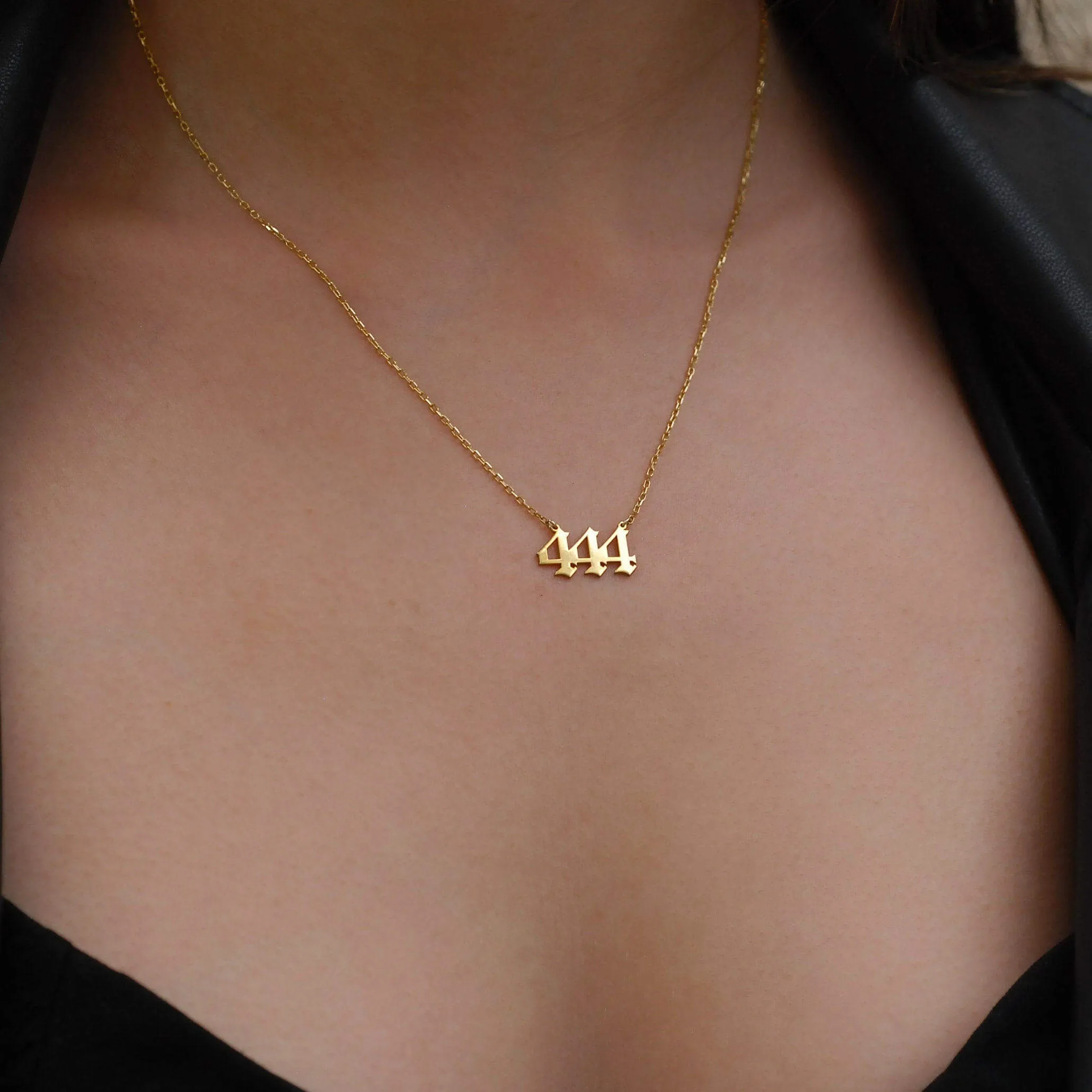 444 Necklace | 14K Solid Gold