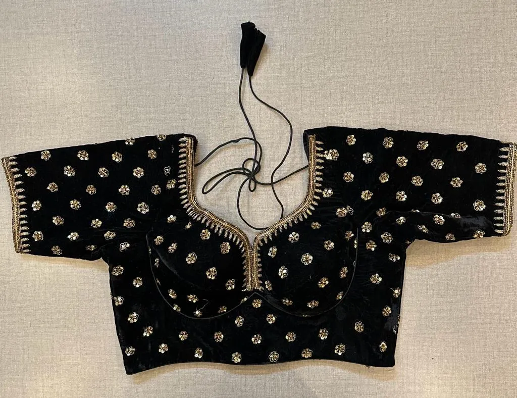 50W500-RO - Black Sequin Embroidered Designer Blouse