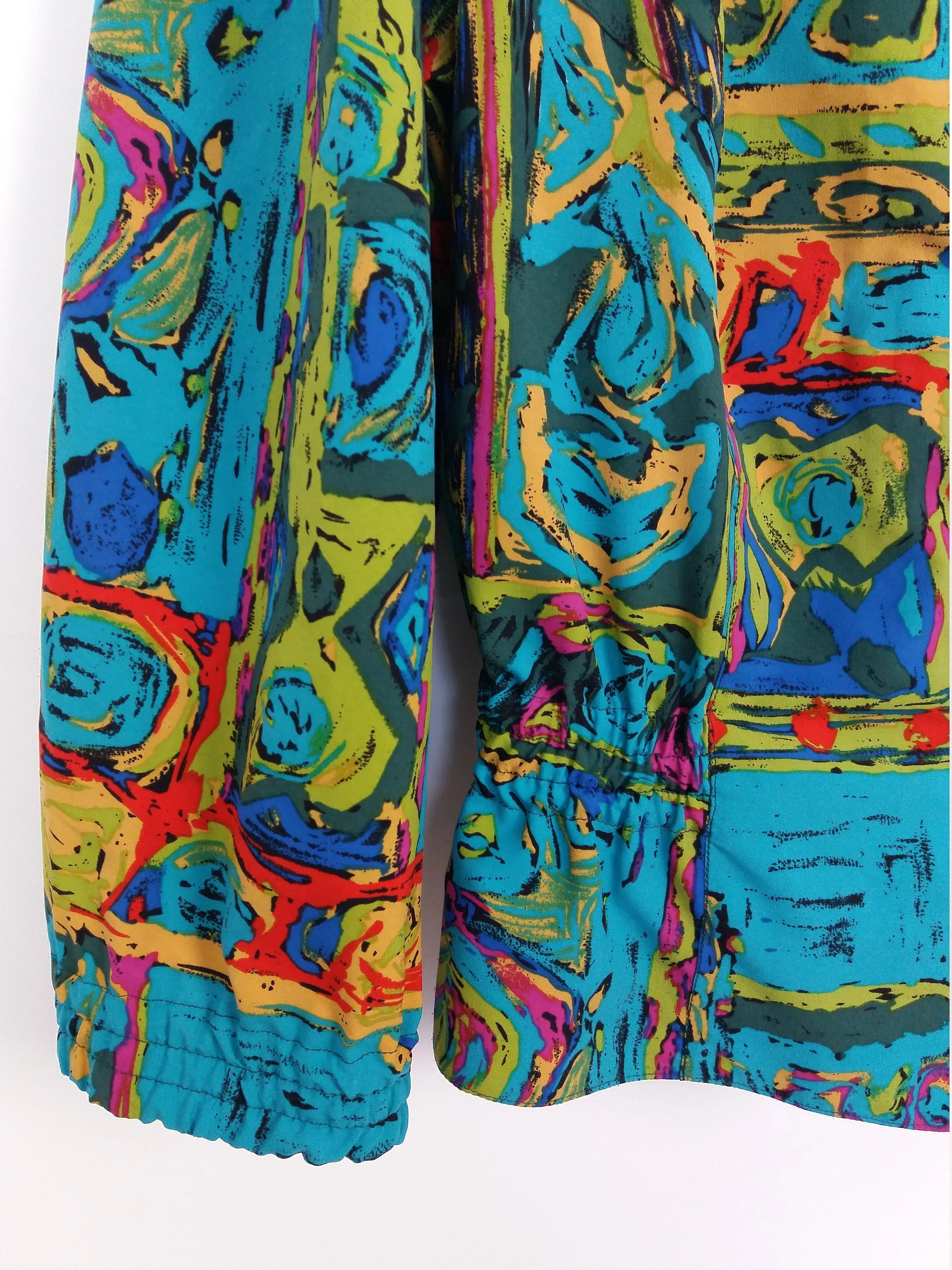 80's Blazer Blouse Abstract Print - size M-L