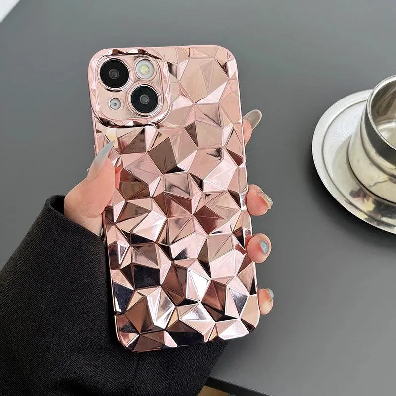 A3CPC337 Cute Phone Cases for iPhone 15 Pro Max, 14, 13, 12, 11, XS, XR, X, 7, 8 Plus - 3D Diamond Shape