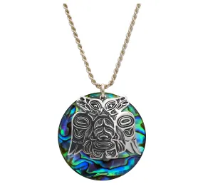 Abalone & Sterling Silver Lovebirds Necklace - 1 1/4 inch