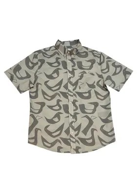 Abstract Birds Silk Blend Shirt