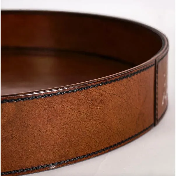 Adamsbro Real Leather Tray With 2 Bits Cognac