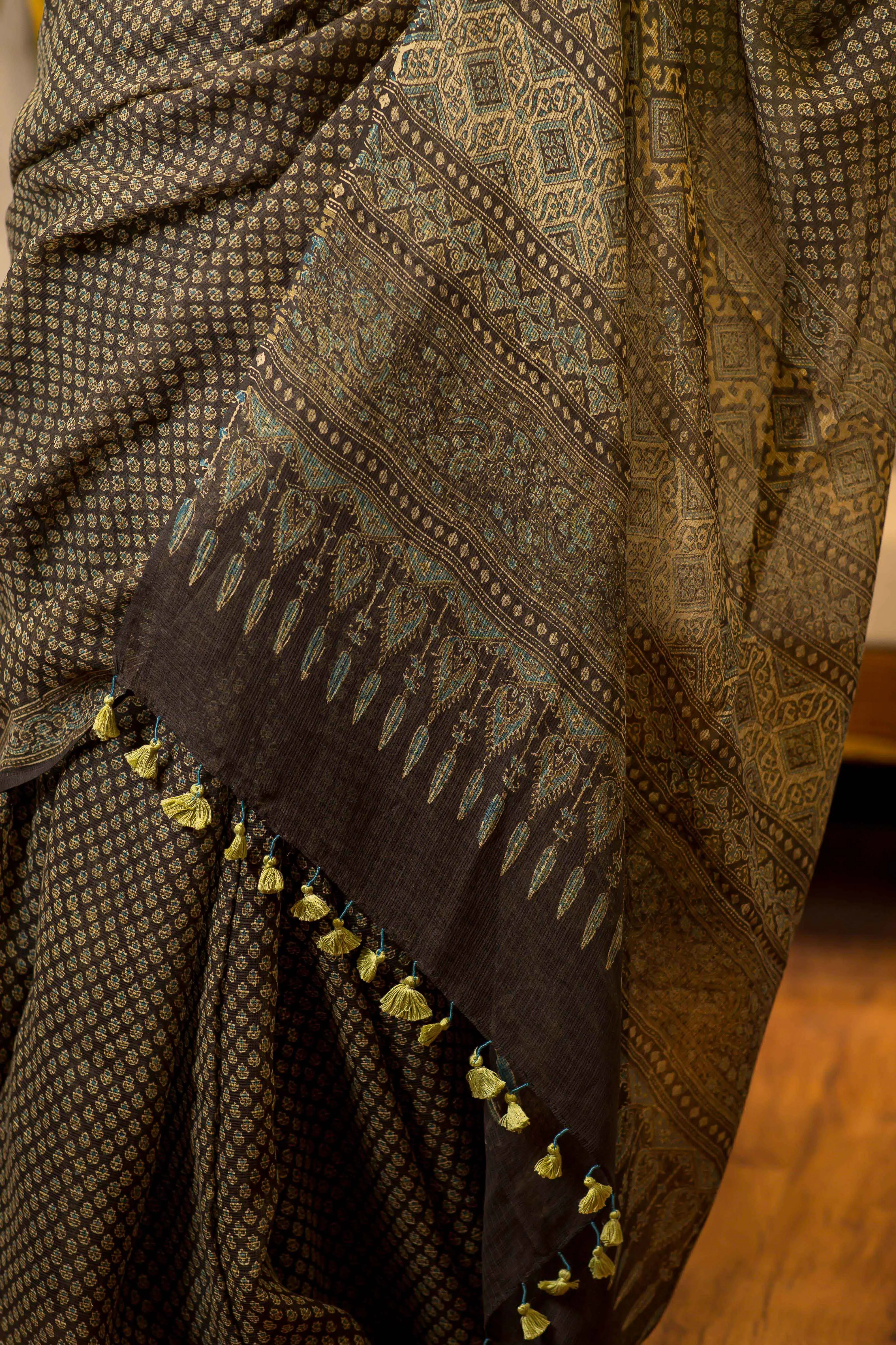 Ajrakh Natural Dyed Kota Doria Saree