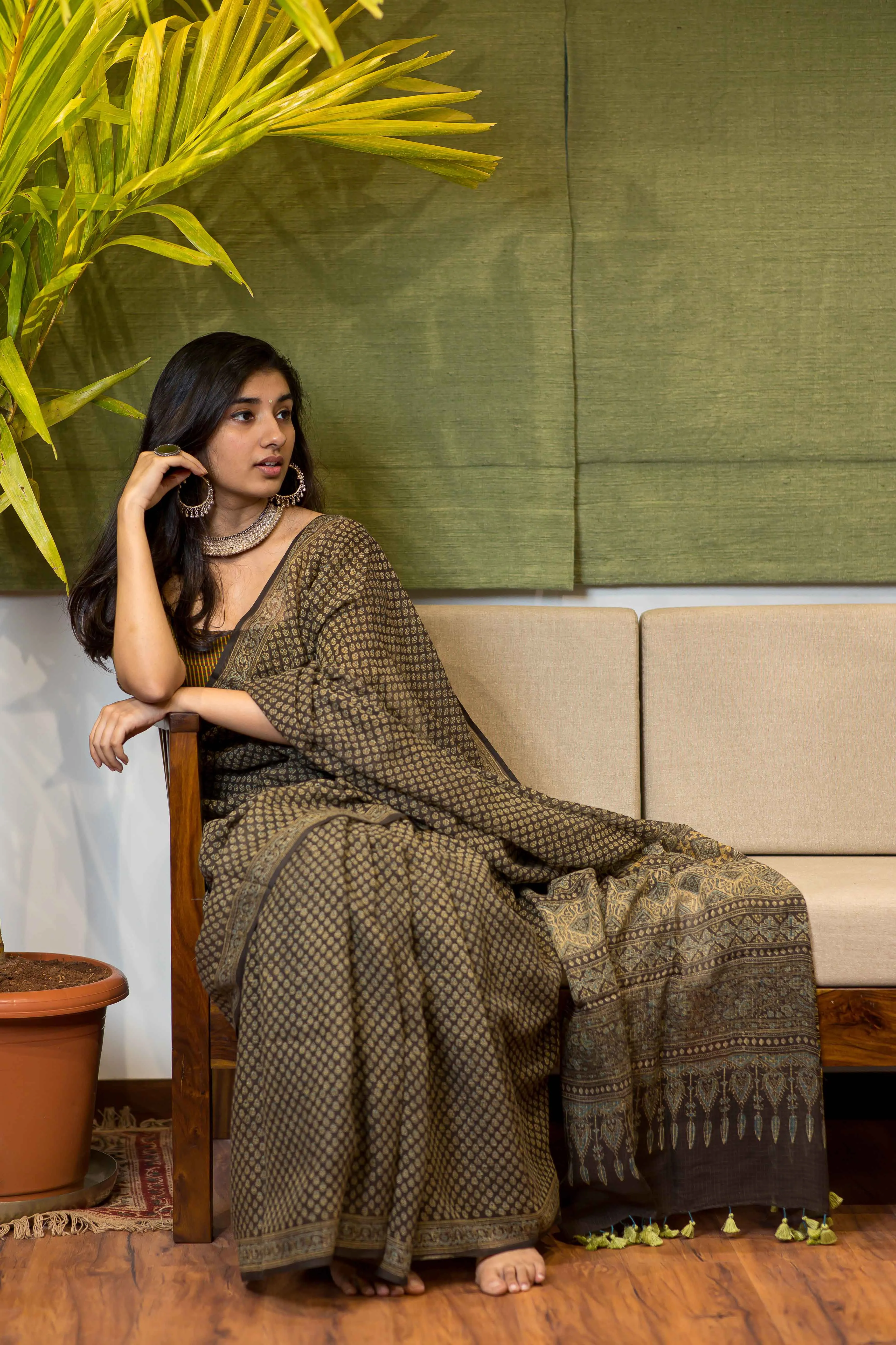 Ajrakh Natural Dyed Kota Doria Saree