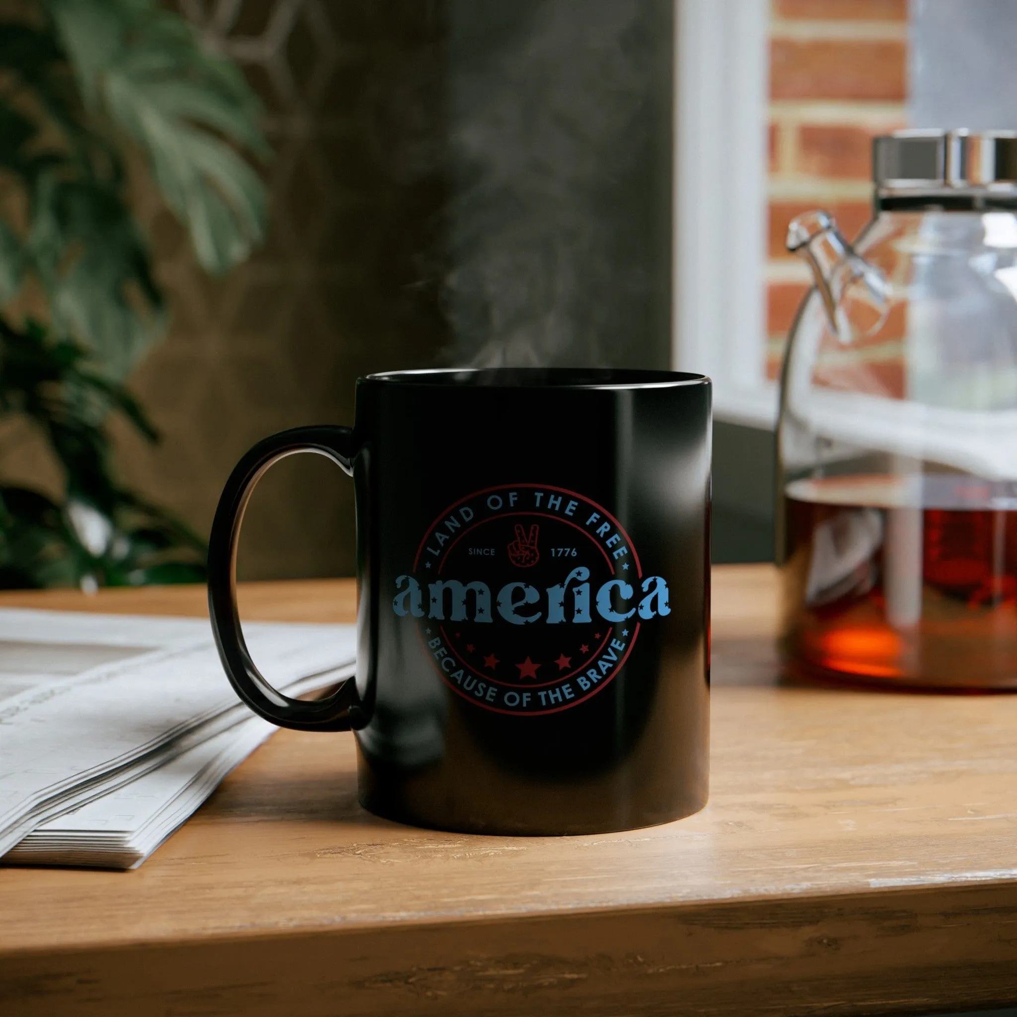 America 11oz Black Mug