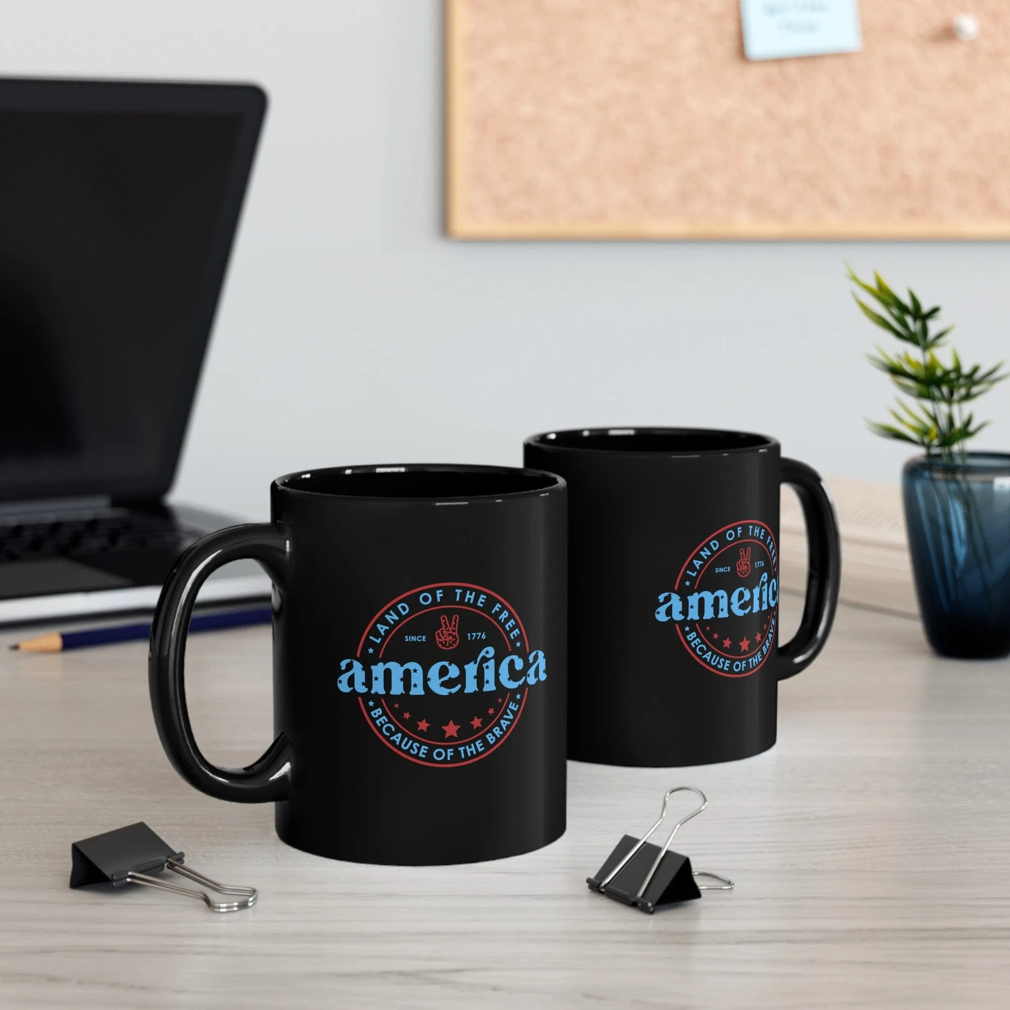 America 11oz Black Mug