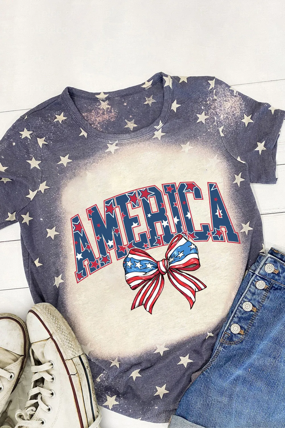 AMERICA Rundhals-Kurzarm-T-Shirt