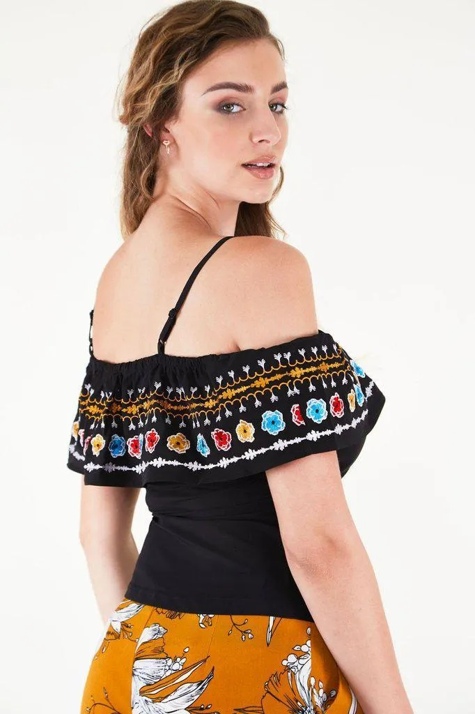 Anna Embroidered Ruffle Top