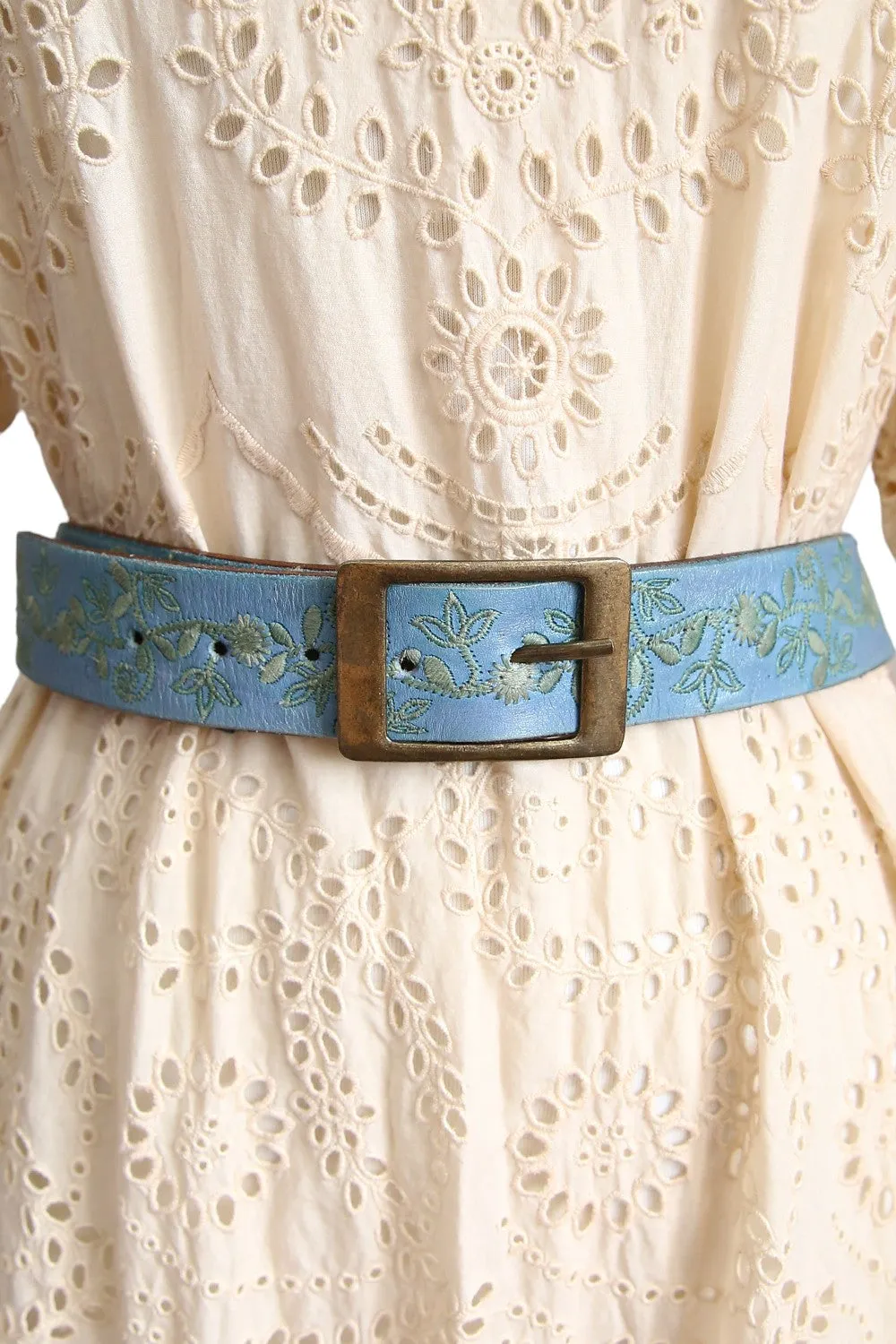 ART N' VINTAGE VINE LEATHER BELT DENIM