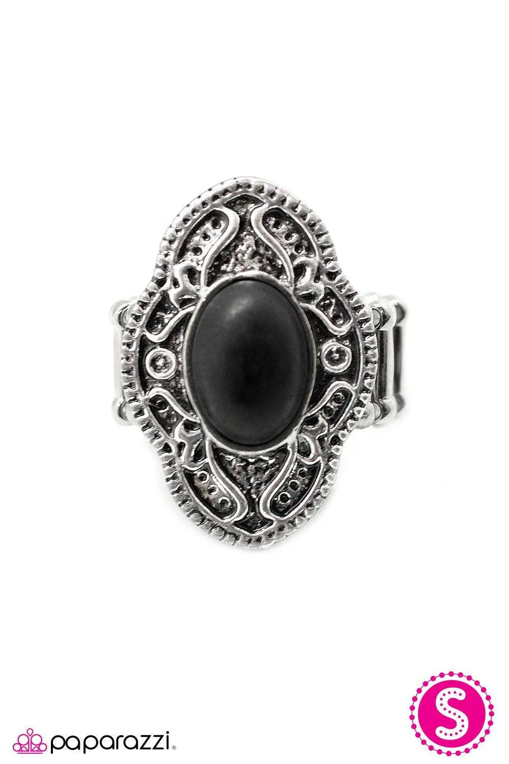 As Fate Would Have It Silver and Black Stone Ring - Paparazzi Accessories