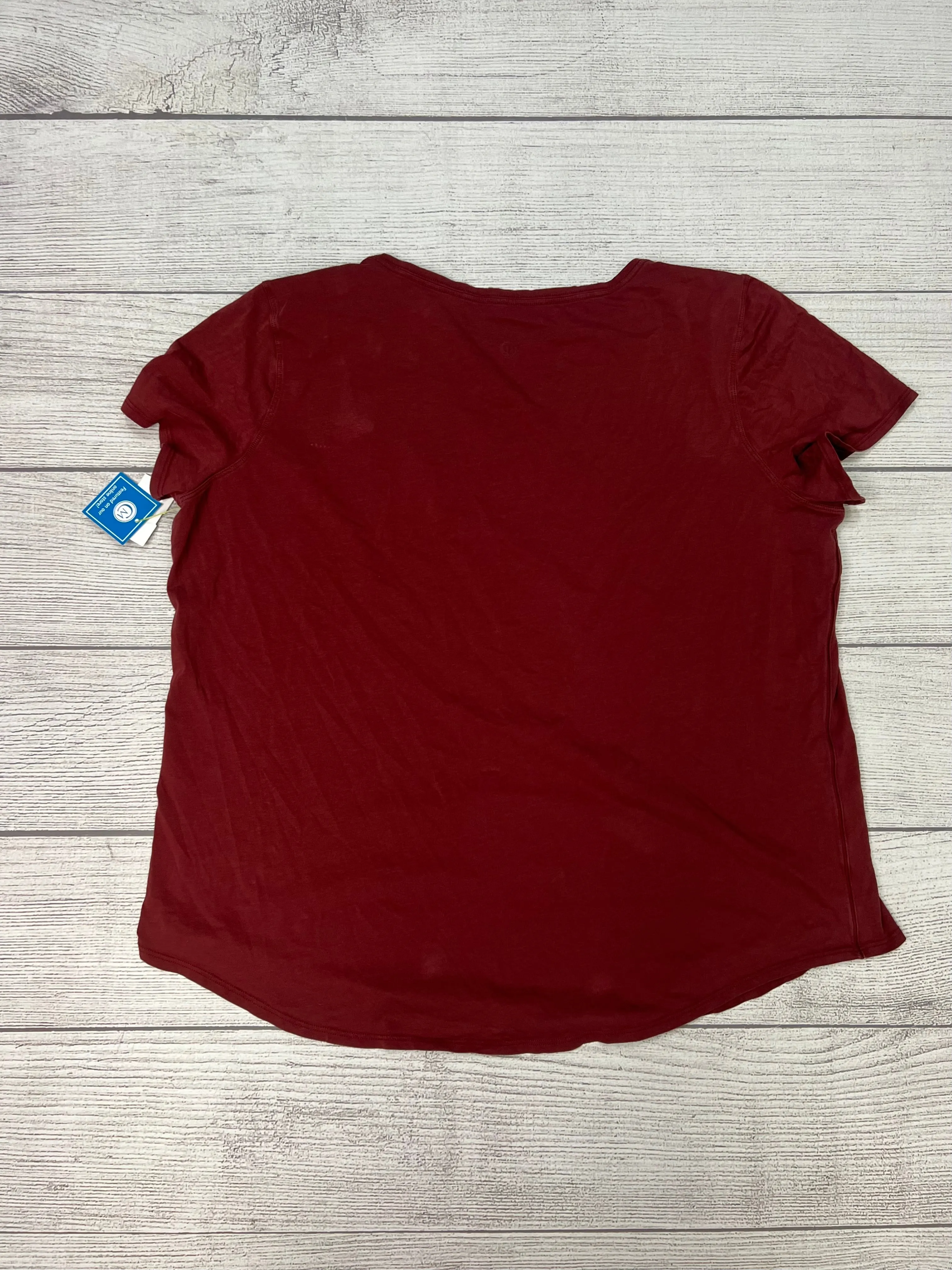 Athletic Top Short Sleeve By Lululemon In Maroon, Size: Xl