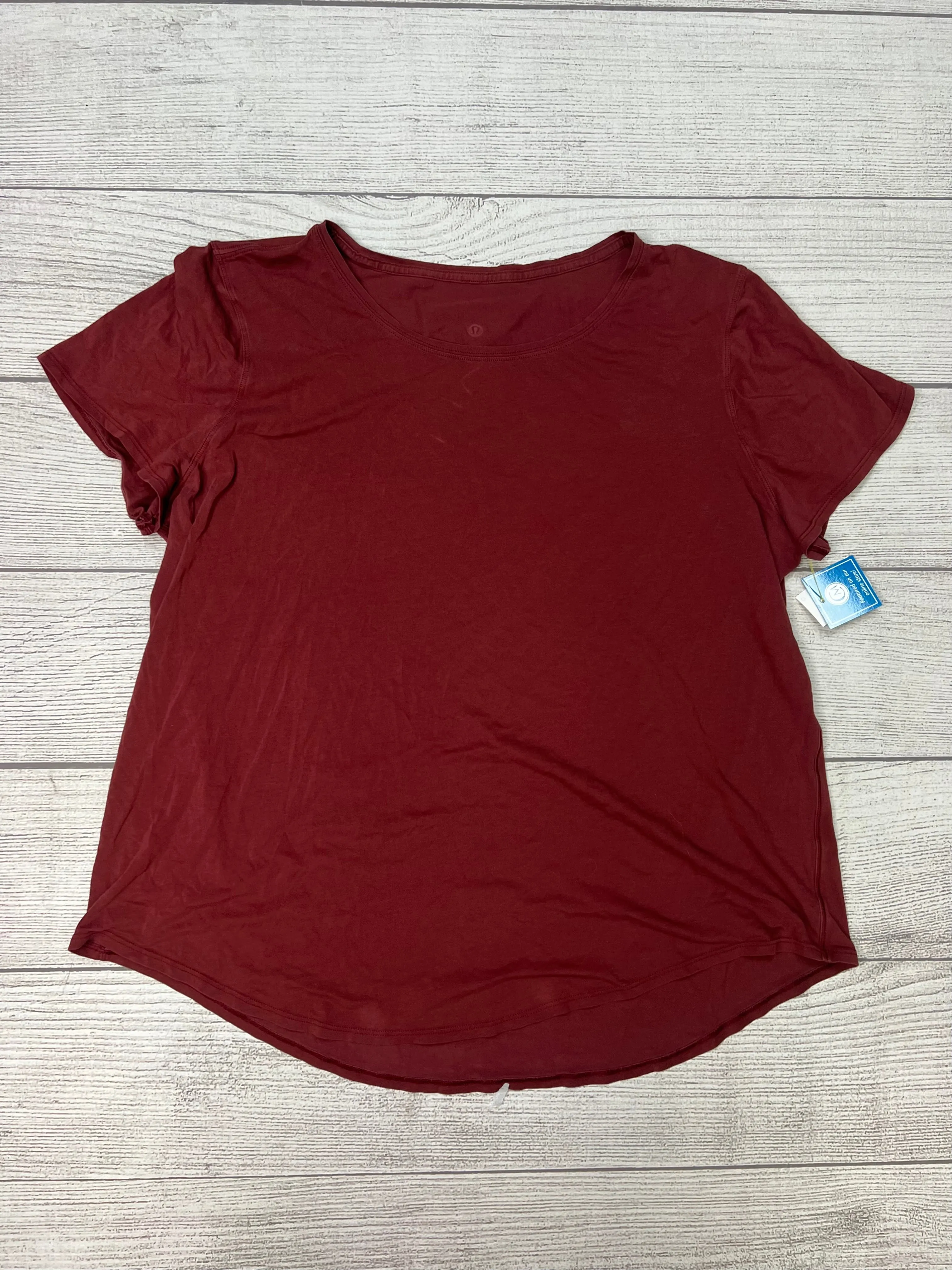 Athletic Top Short Sleeve By Lululemon In Maroon, Size: Xl