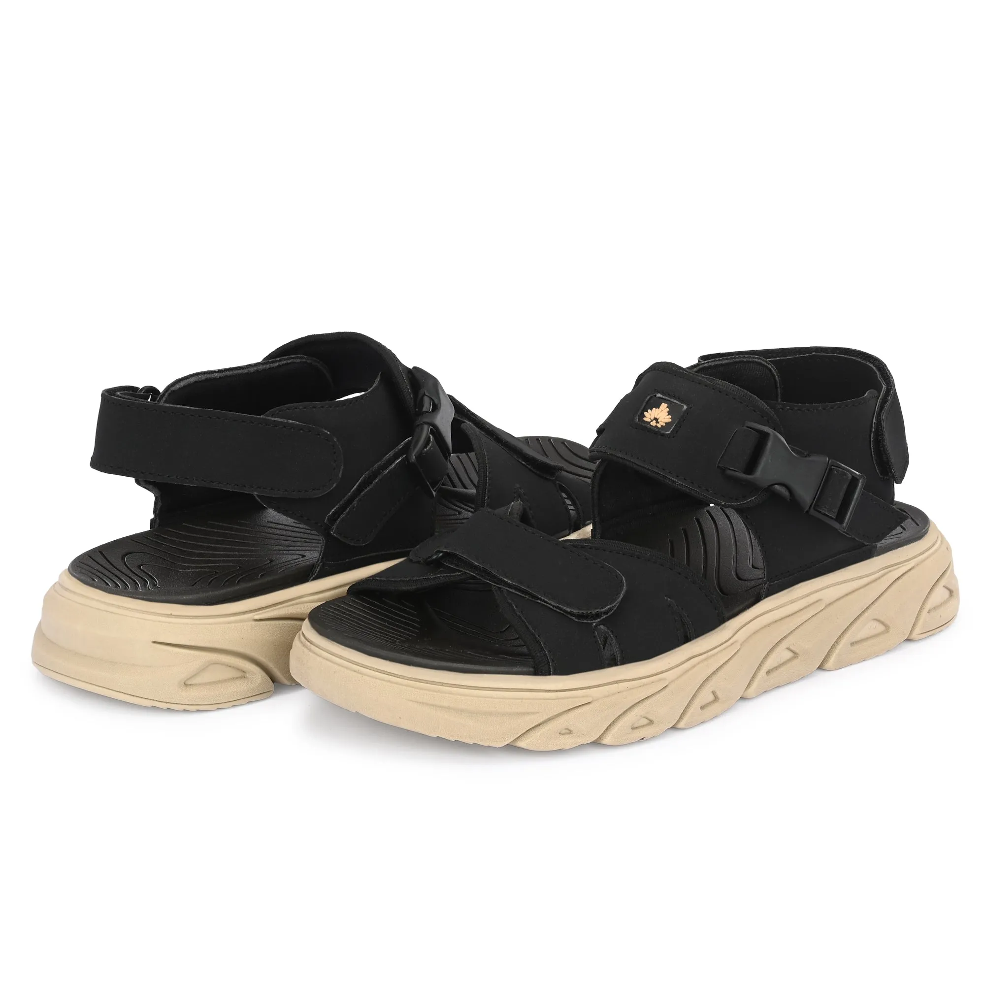 Attitudist Unisex Handcrafted Black Casual Sandal