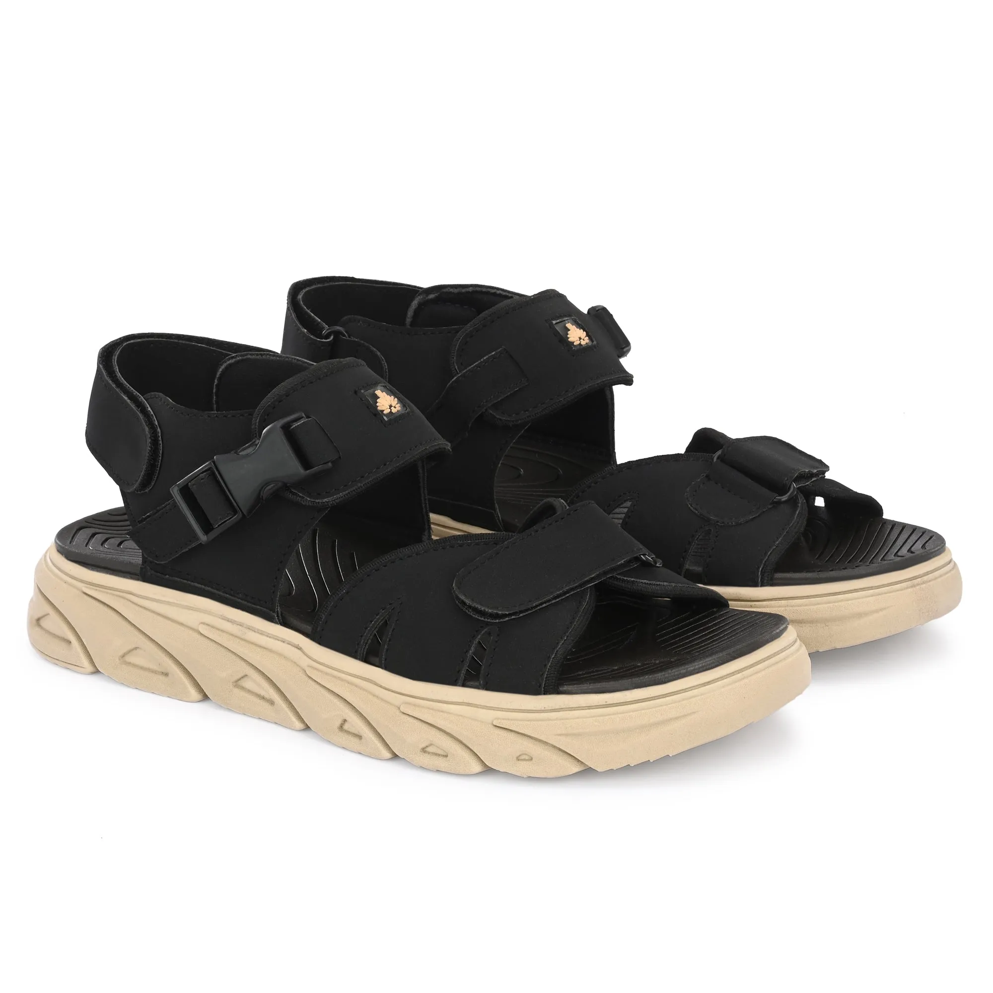 Attitudist Unisex Handcrafted Black Casual Sandal