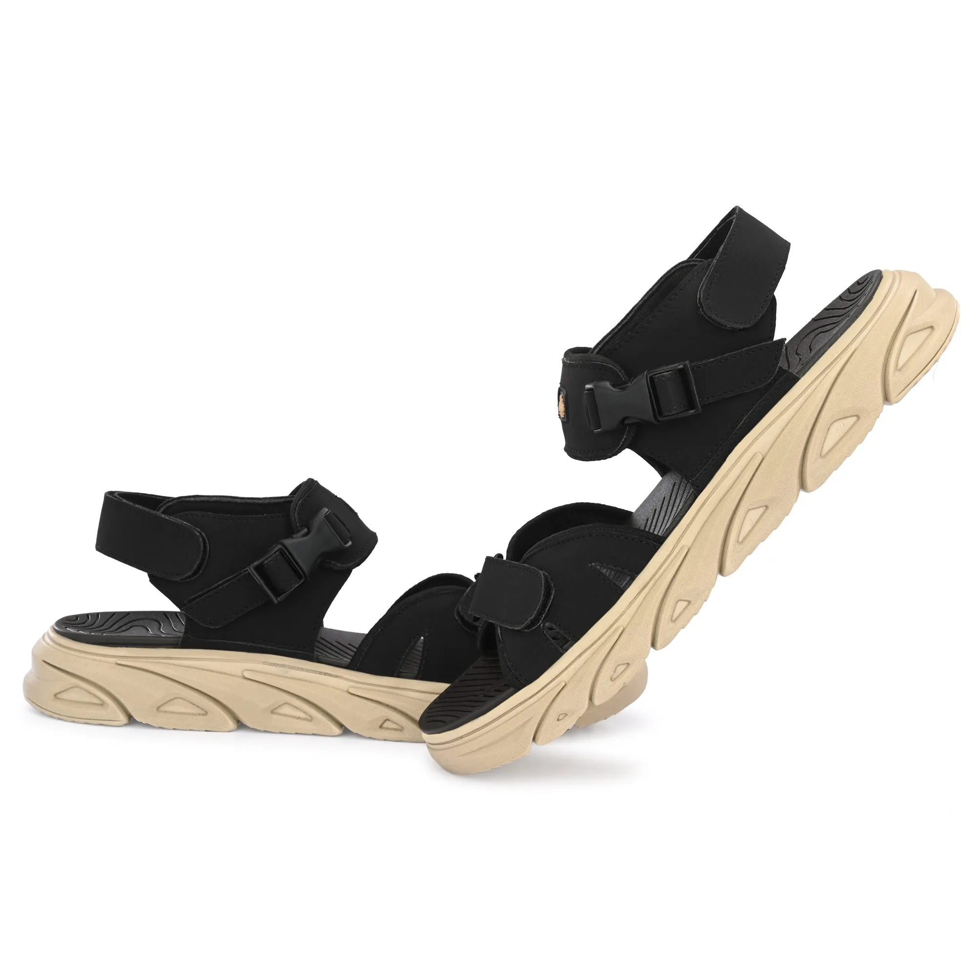 Attitudist Unisex Handcrafted Black Casual Sandal