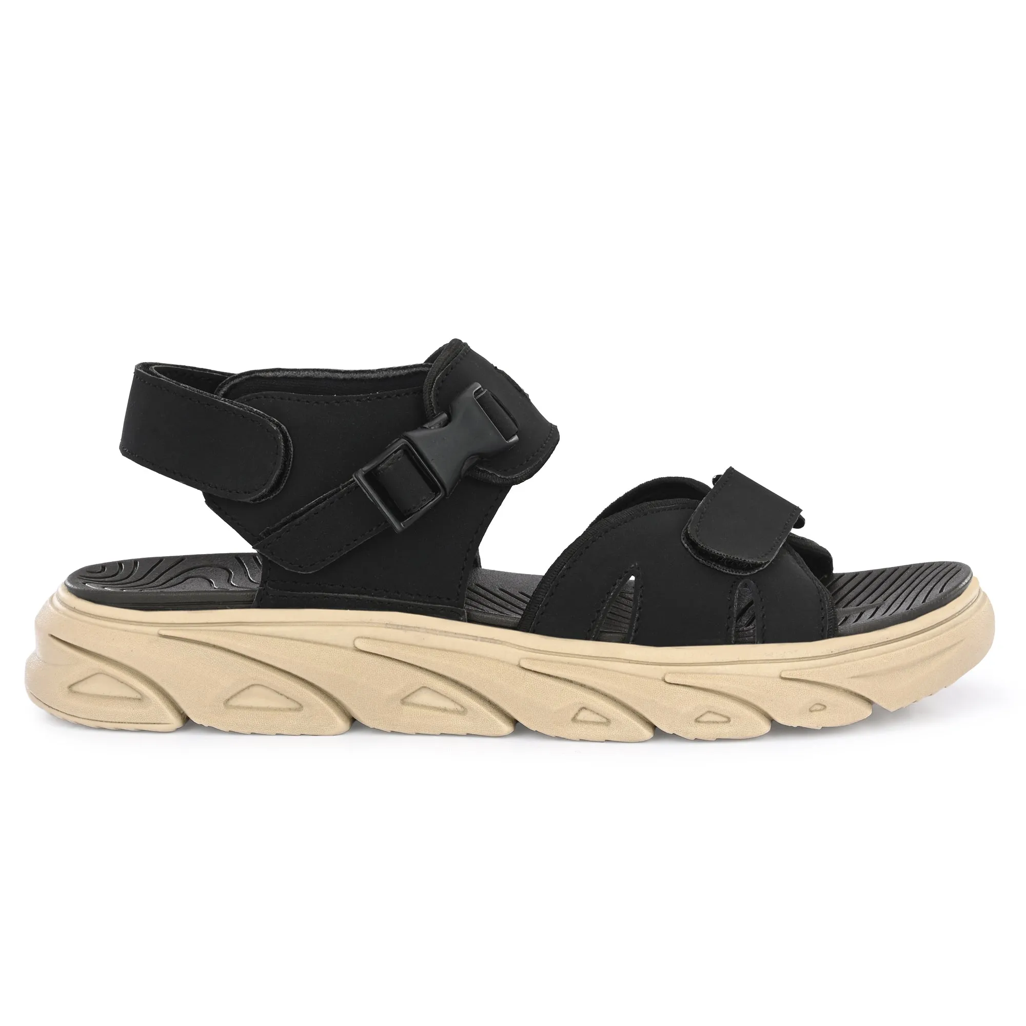 Attitudist Unisex Handcrafted Black Casual Sandal