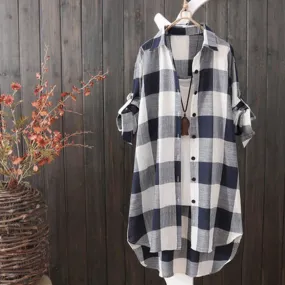 BABAKUD Plaid Loose Long Sleeve Casual Shirt