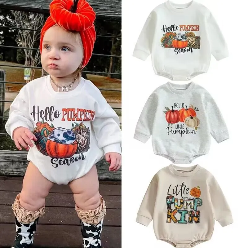 Baby Kid Girls Boys Letters Print Halloween Rompers Wholesale 23090648