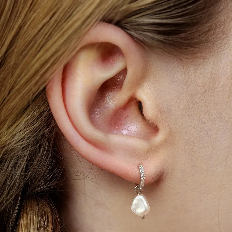 Baroque Pearl Hoop Earrings