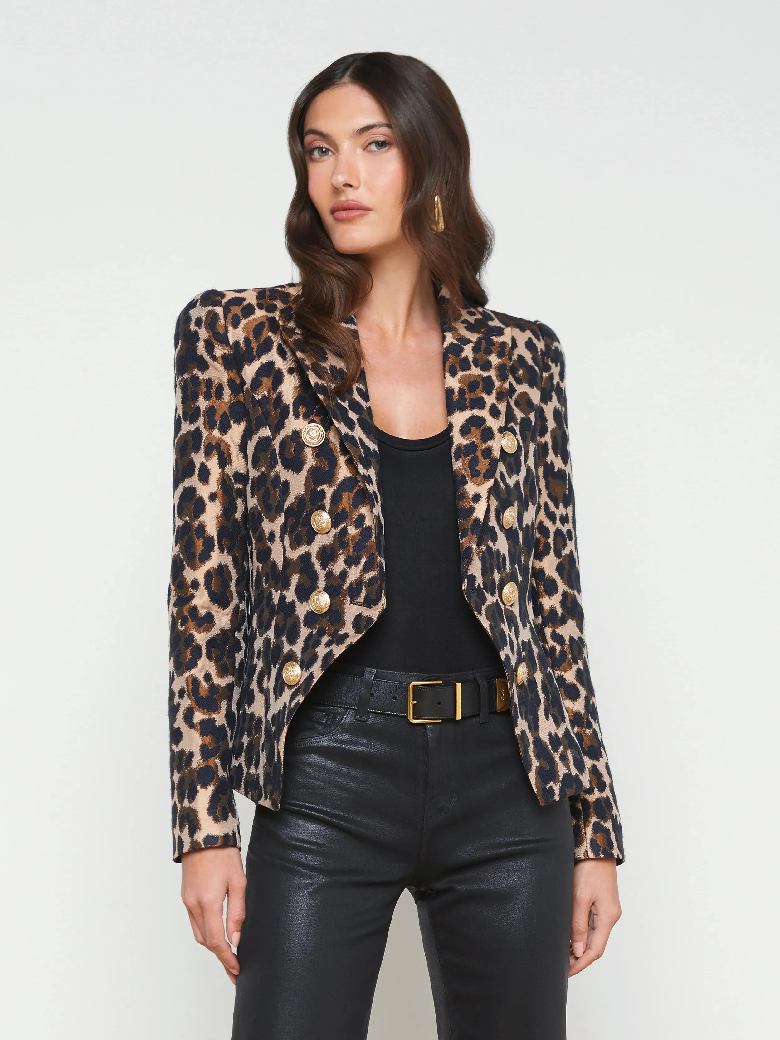 BETHANY STRUCTURED LEOPARD BLAZER - L'AGENCE