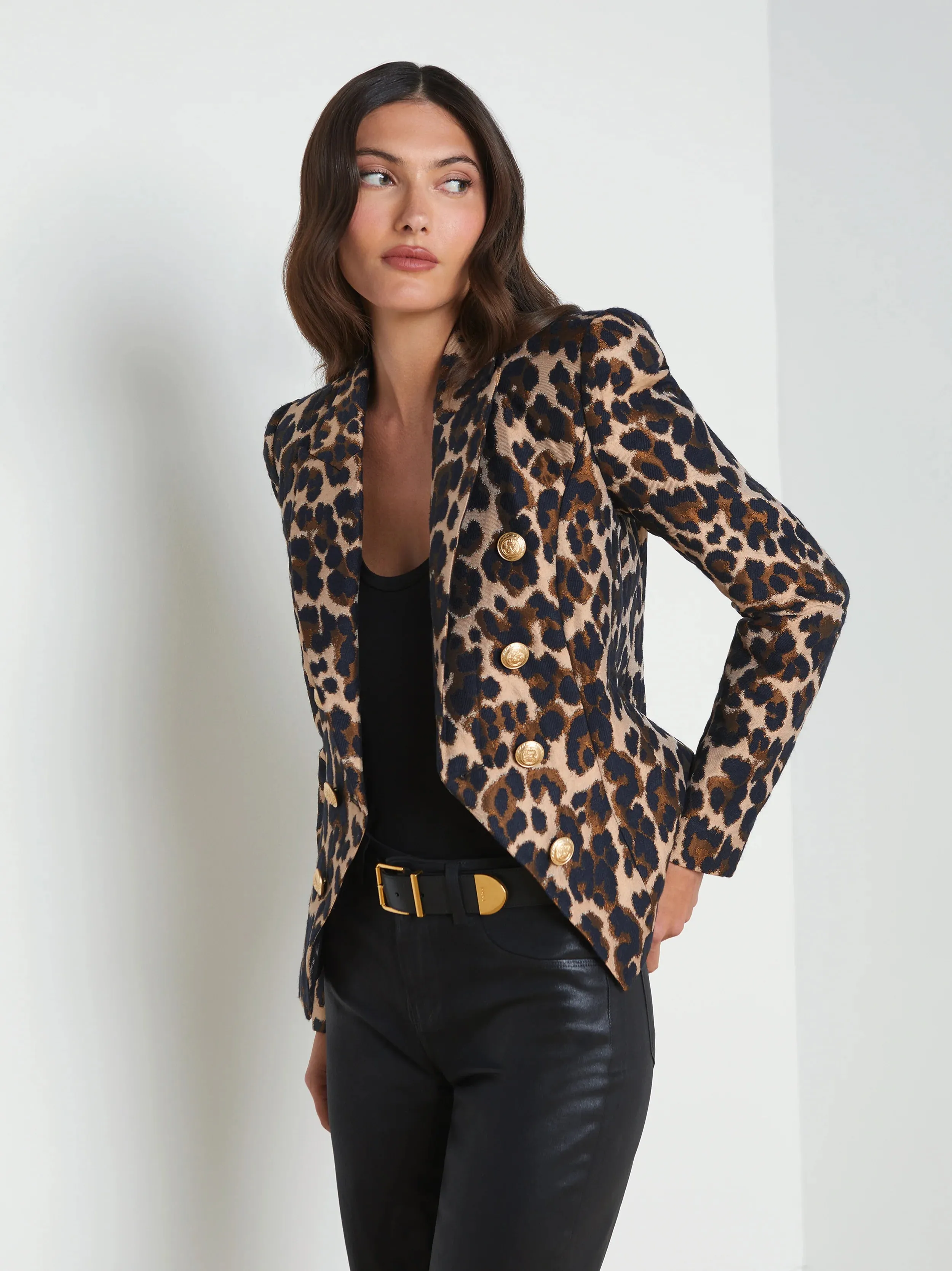 BETHANY STRUCTURED LEOPARD BLAZER - L'AGENCE