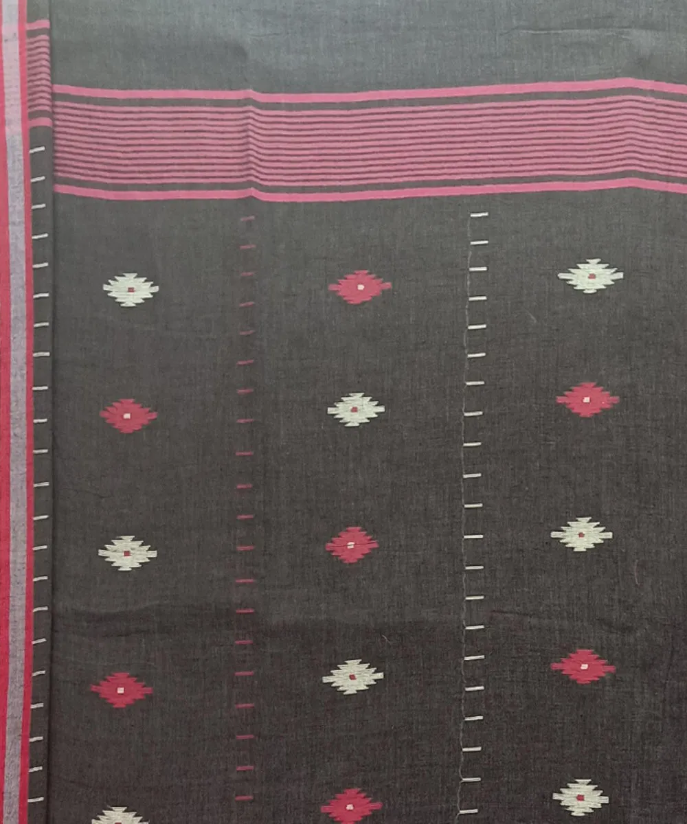 Black cotton handwoven jamdani saree