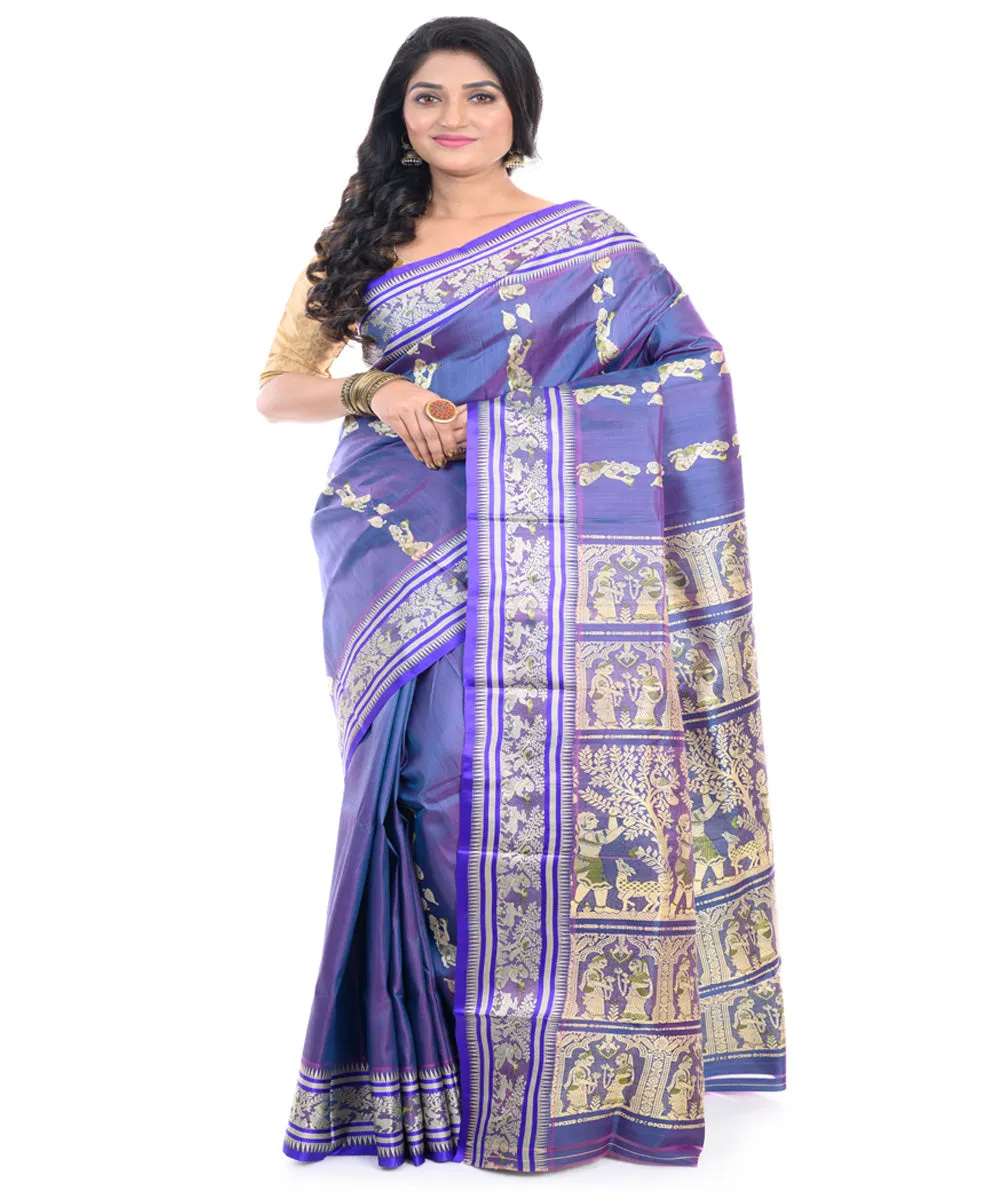 Blue baluchari handwoven silk saree