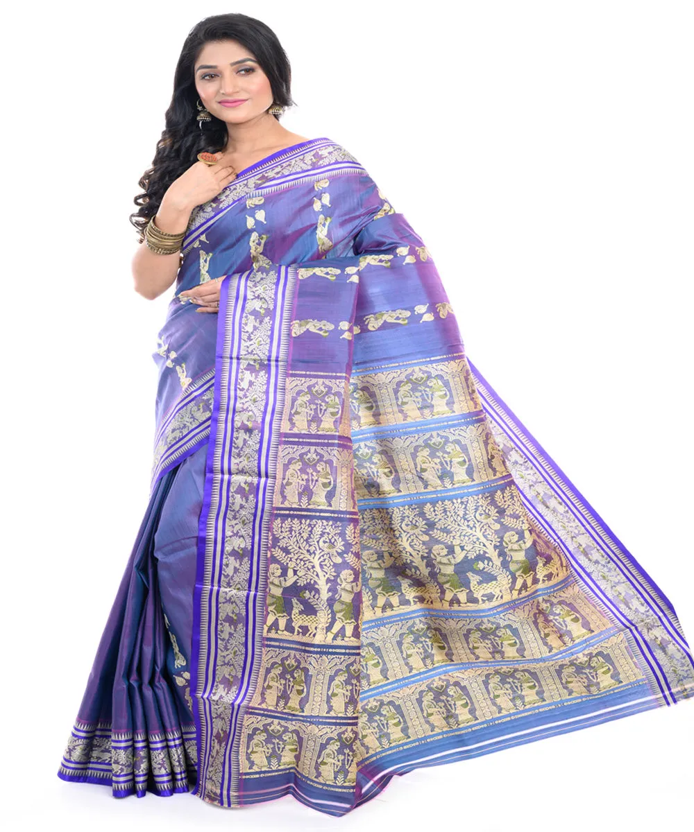 Blue baluchari handwoven silk saree