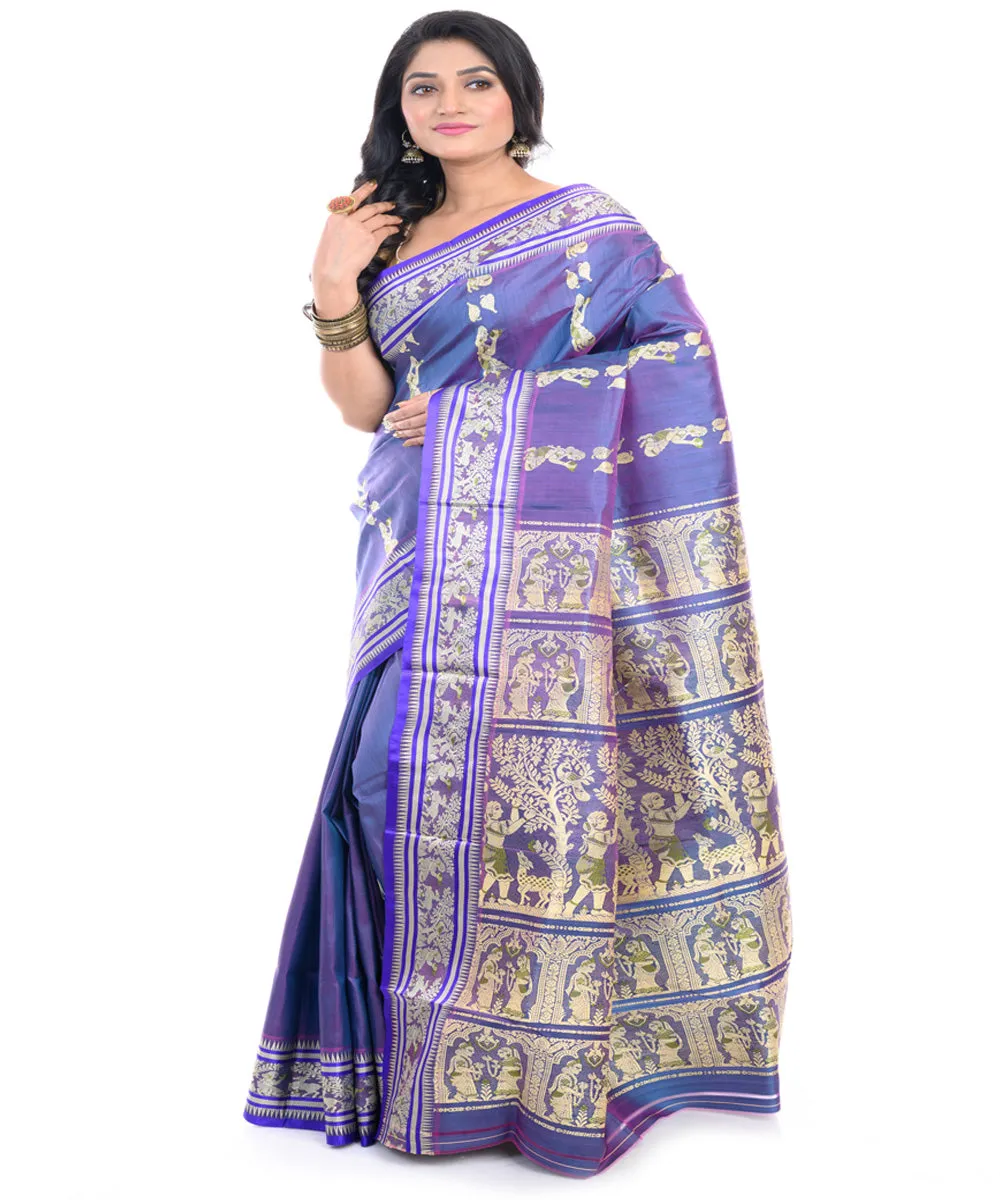 Blue baluchari handwoven silk saree