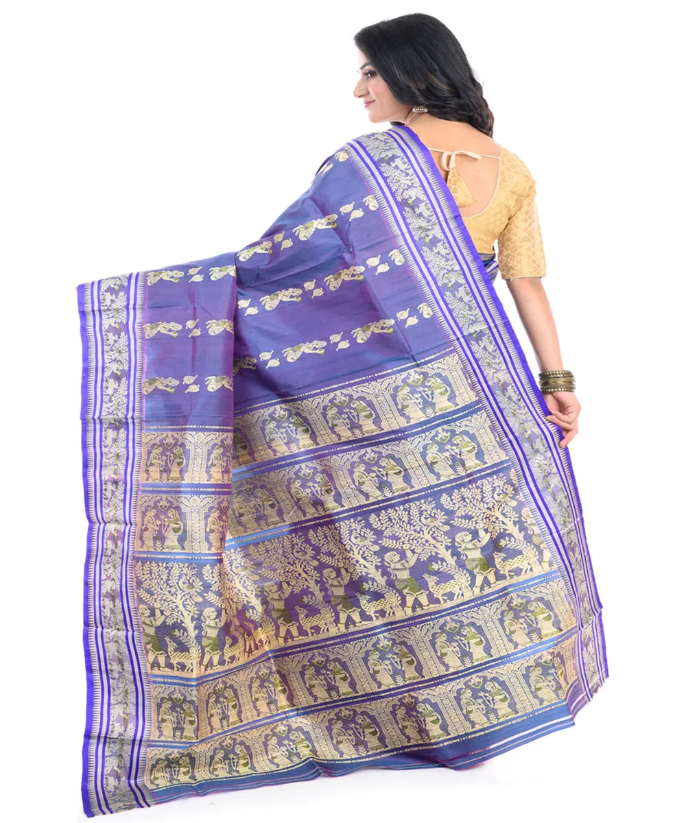 Blue baluchari handwoven silk saree